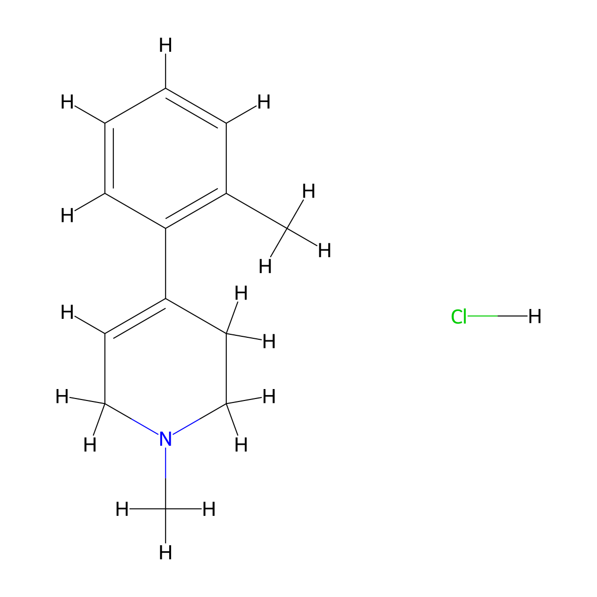 1-Methyl-4-(2'-methylphenyl)-1,2,3,6-tetrahydropyridine hydrochloride molecular structure, CAS 127382-79-0