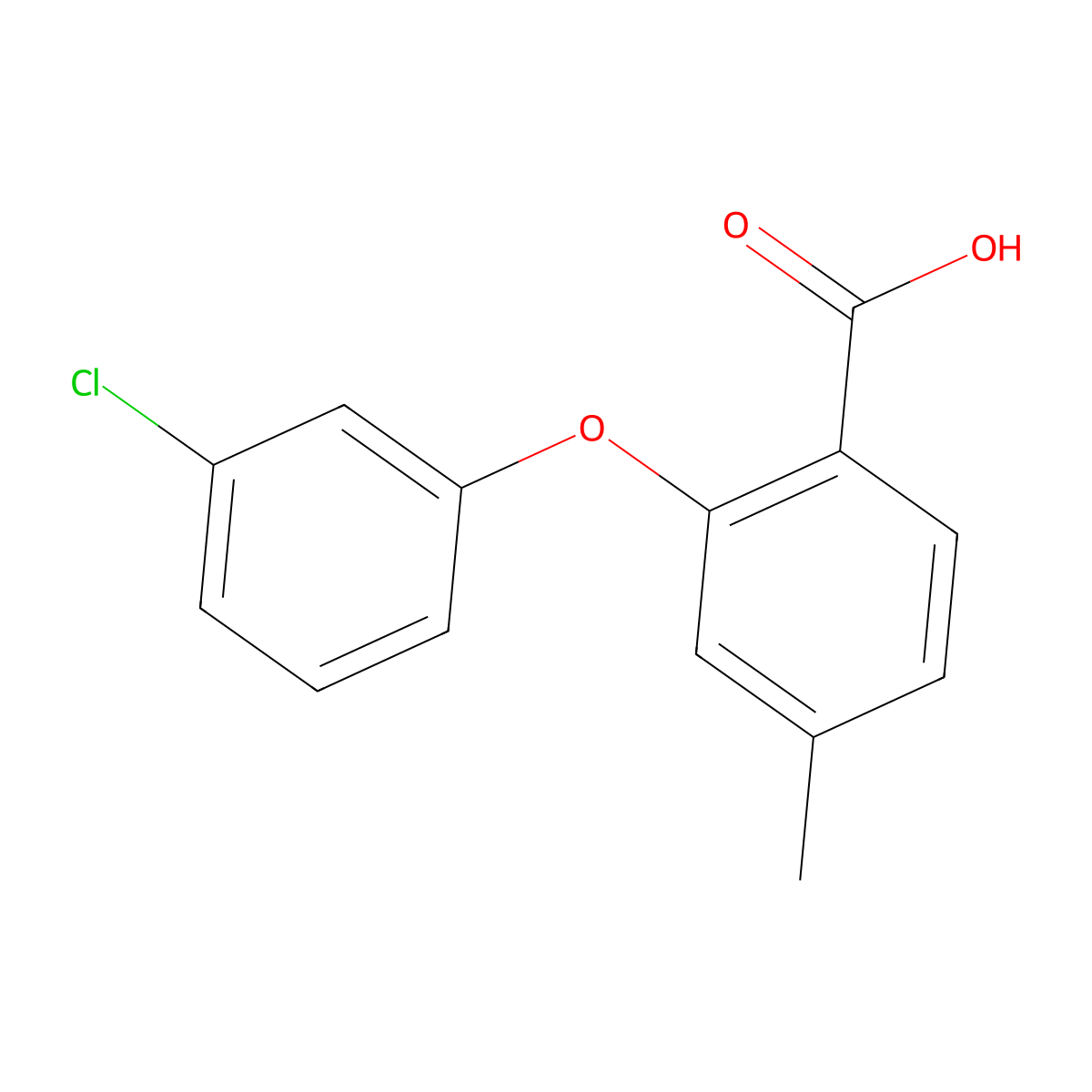 2-(3-Chlorophenoxy)-4-methylbenzoic acid molecular structure, CAS 1273836-50-2