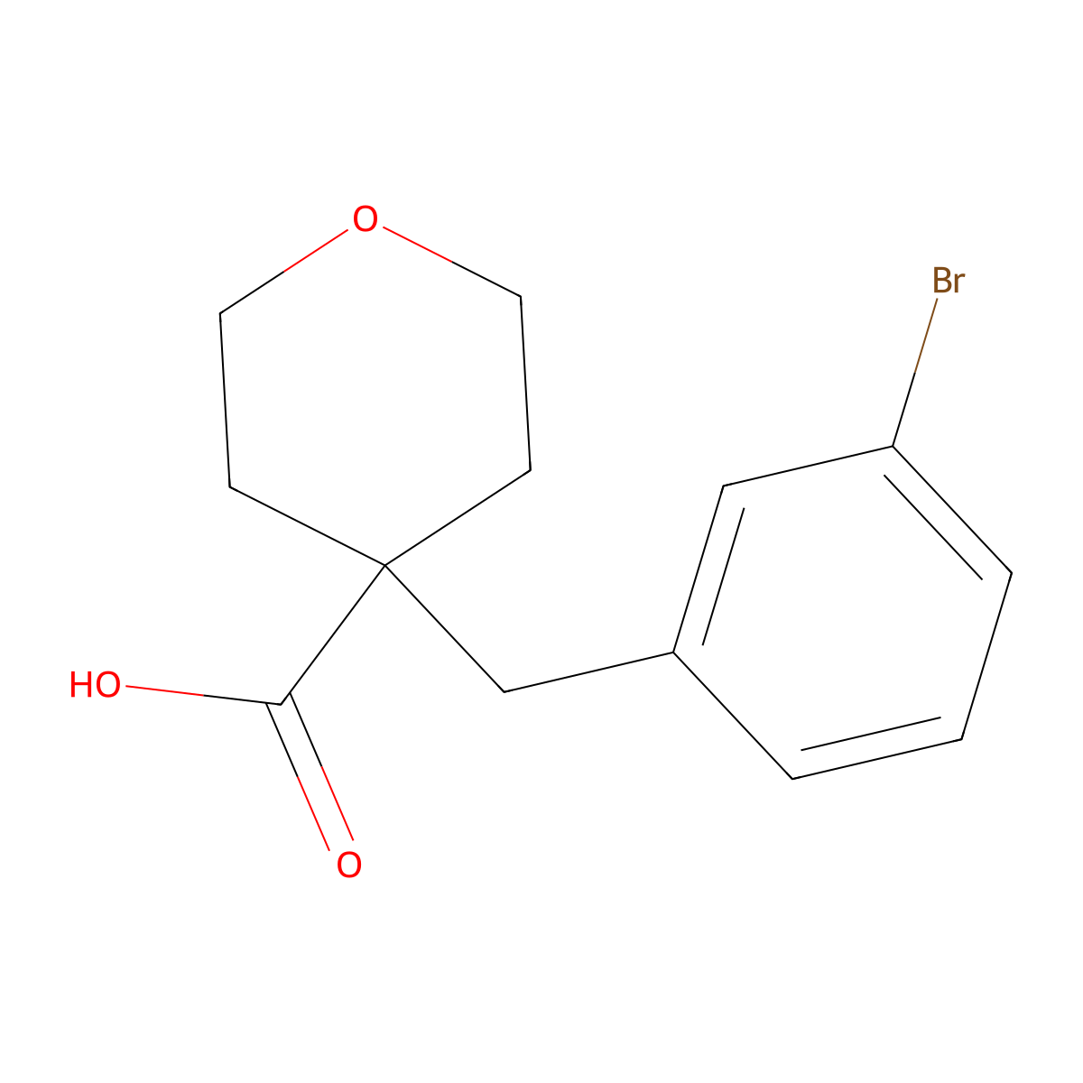 4-[(3-Bromophenyl)methyl]oxane-4-carboxylic acid molecular structure, CAS 1273870-44-2
