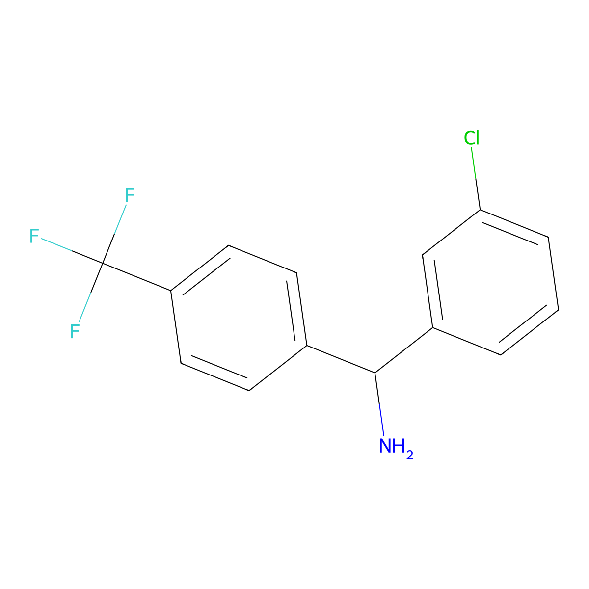 (3-Chlorophenyl)(4-(trifluoromethyl)phenyl)methanamine molecular structure, CAS 1273879-49-4