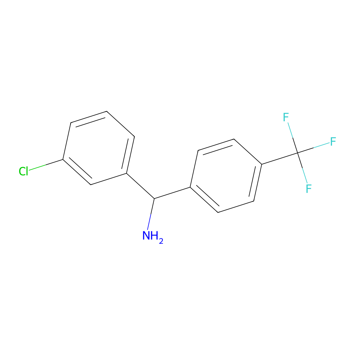 (3-Chlorophenyl)(4-(trifluoromethyl)phenyl)methanamine molecular structure, CAS 1273879-49-4