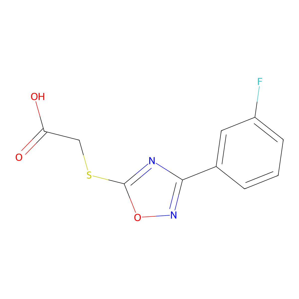 2-{[3-(3-Fluorophenyl)-1,2,4-oxadiazol-5-yl]sulfanyl}acetic acid molecular structure, CAS 1273890-74-6