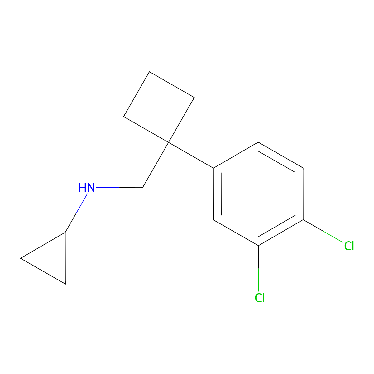 N-{[1-(3,4-dichlorophenyl)cyclobutyl]methyl}cyclopropanamine molecular structure, CAS 1273939-65-3