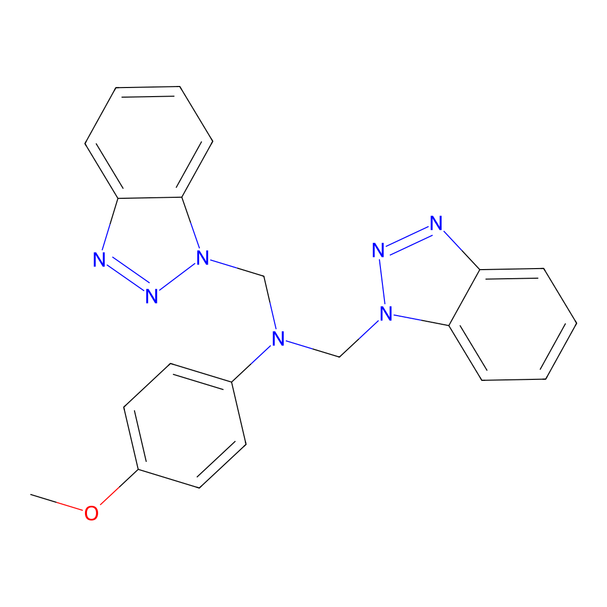 N,N-Bis(1H-1,2,3-benzotriazol-1-ylmethyl)-4-methoxyaniline molecular structure, CAS 127395-23-7