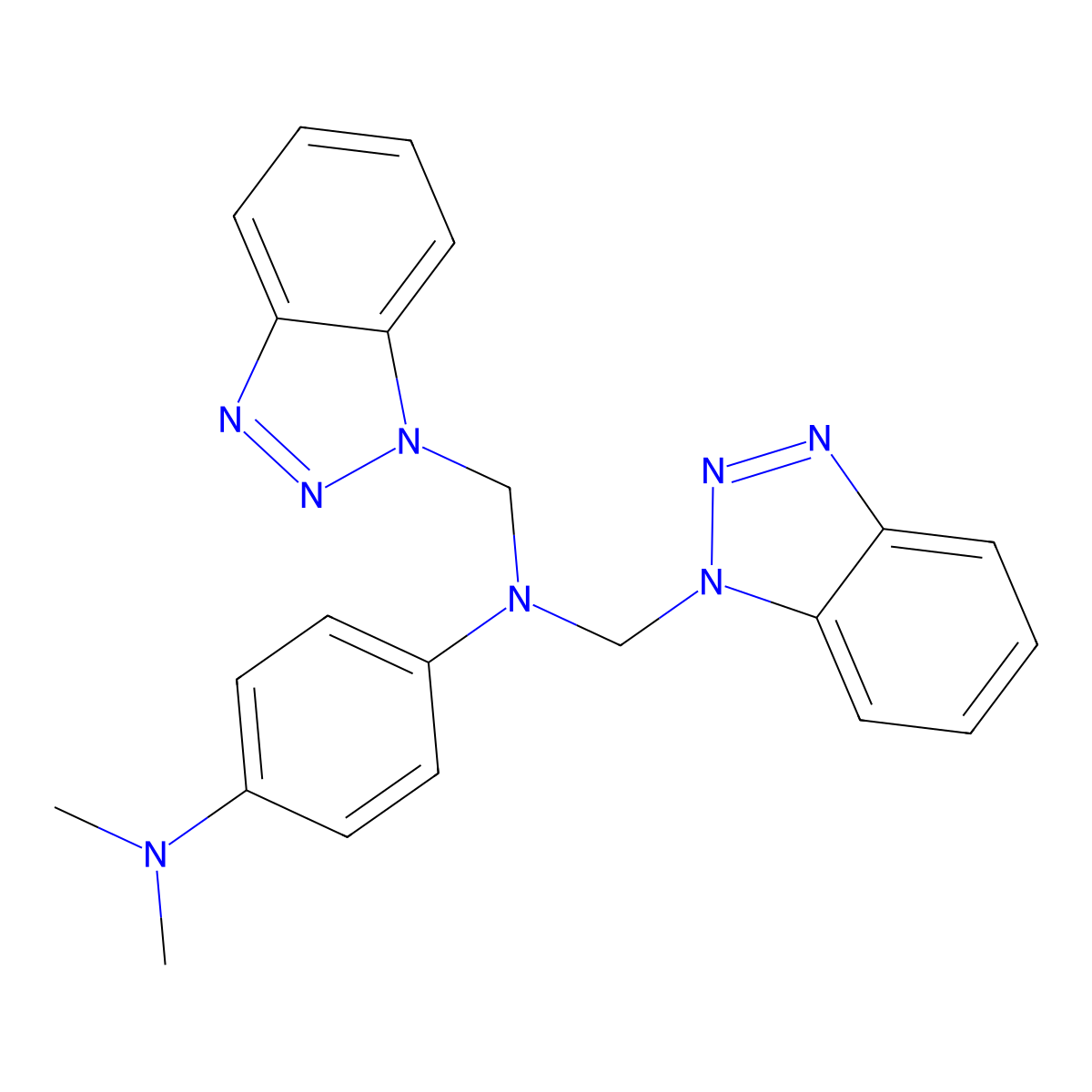N1,N1-Bis(1H-1,2,3-benzotriazol-1-ylmethyl)-N4,N4-dimethylbenzene-1,4-diamine molecular structure, CAS 127395-27-1
