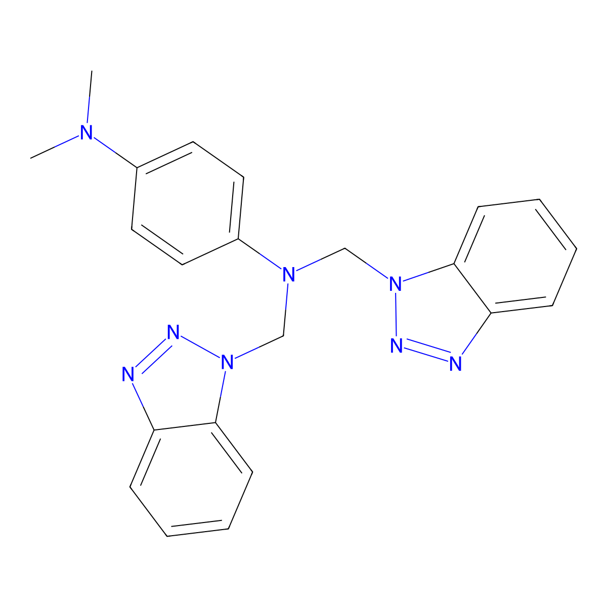 N1,N1-Bis(1H-1,2,3-benzotriazol-1-ylmethyl)-N4,N4-dimethylbenzene-1,4-diamine molecular structure, CAS 127395-27-1