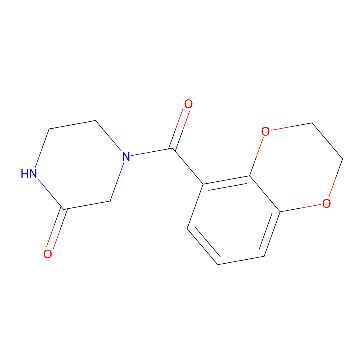 4-(2,3-Dihydro-1,4-benzodioxine-5-carbonyl)piperazin-2-one molecular structure, CAS 1273961-20-8