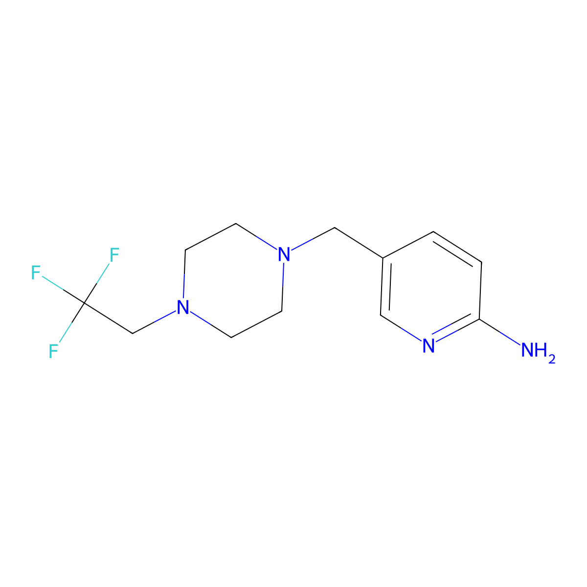 5-{[4-(2,2,2-Trifluoroethyl)piperazin-1-yl]methyl}pyridin-2-amine molecular structure, CAS 1273967-75-1