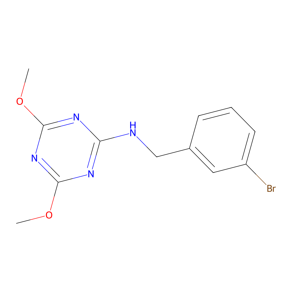 N-[(3-bromophenyl)methyl]-4,6-dimethoxy-1,3,5-triazin-2-amine molecular structure, CAS 1273970-33-4