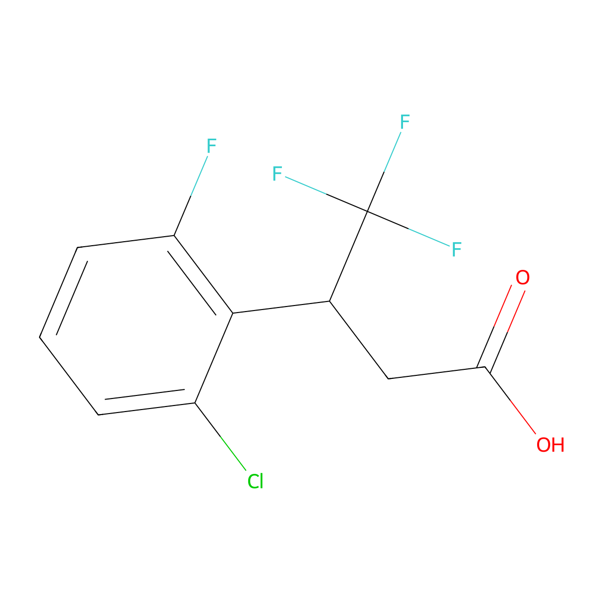 3-(2-Chloro-6-fluorophenyl)-4,4,4-trifluorobutanoic acid molecular structure, CAS 1273976-54-7