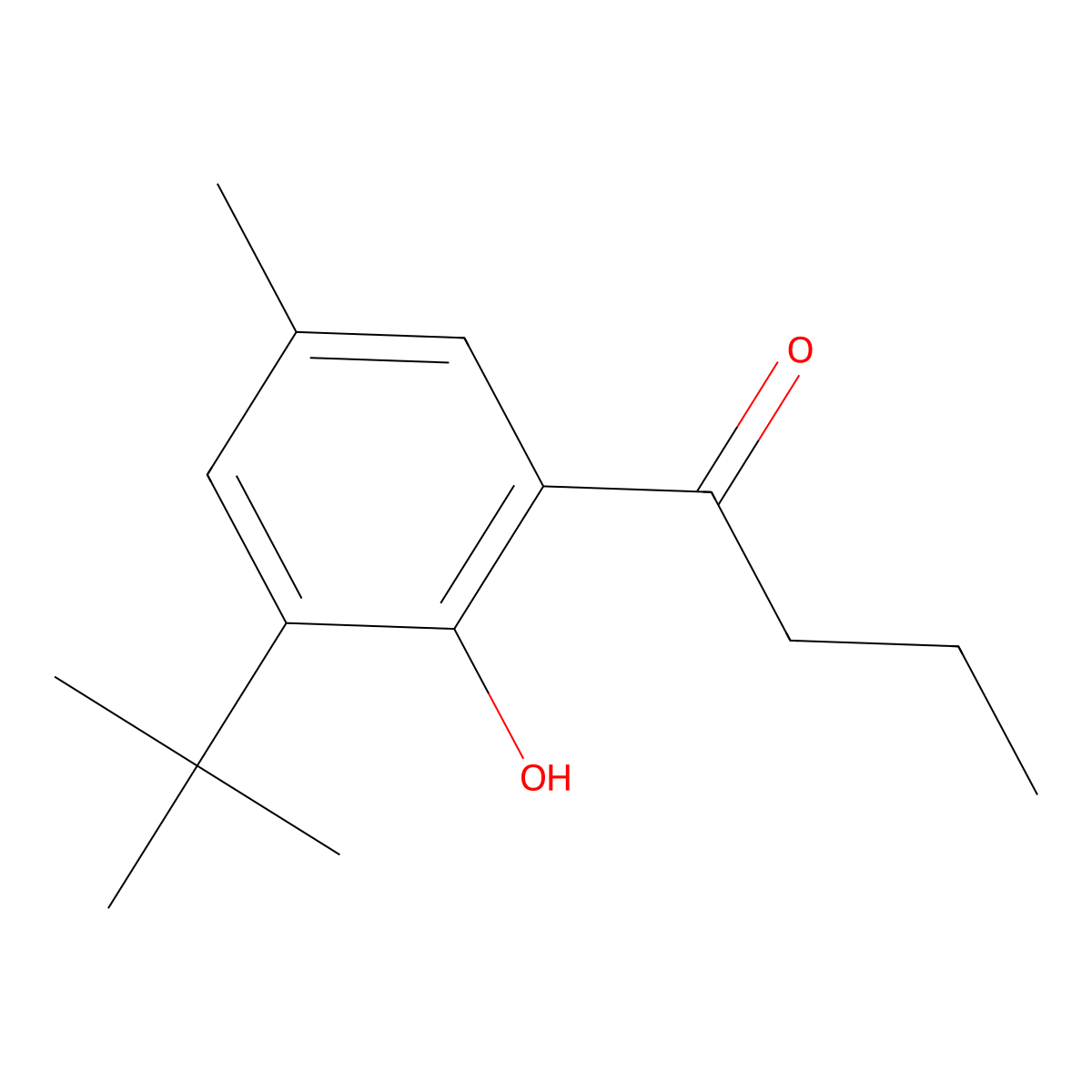 1-(3-Tert-butyl-2-hydroxy-5-methylphenyl)butan-1-one molecular structure, CAS 1274009-70-9