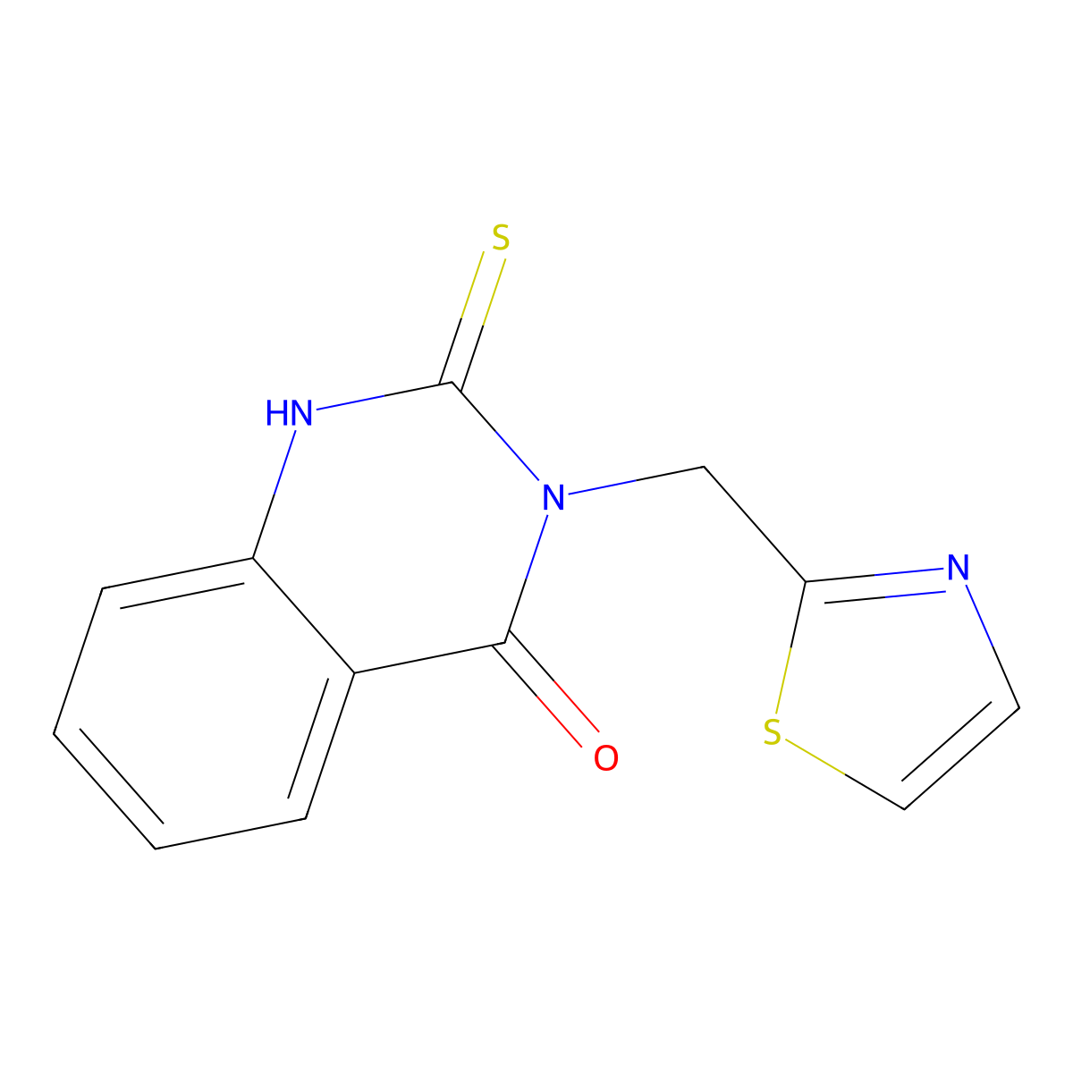 2-Sulfanyl-3-((1,3-thiazol-2-yl)methyl)-3,4-dihydroquinazolin-4-one molecular structure, CAS 1274013-03-4