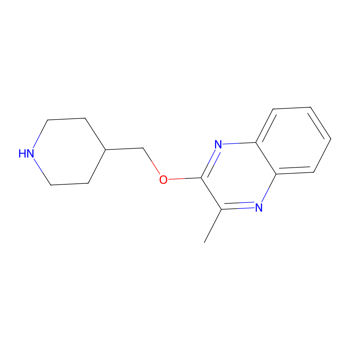 2-Methyl-3-[(piperidin-4-yl)methoxy]quinoxaline molecular structure, CAS 1274016-72-6