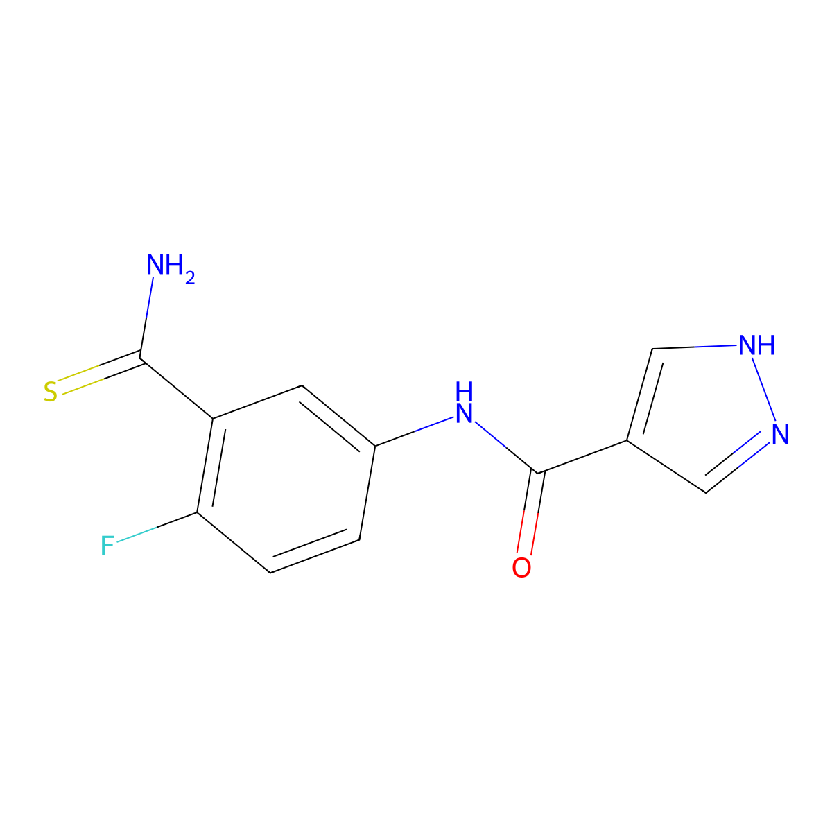 N-(3-carbamothioyl-4-fluorophenyl)-1H-pyrazole-4-carboxamide molecular structure, CAS 1274018-62-0