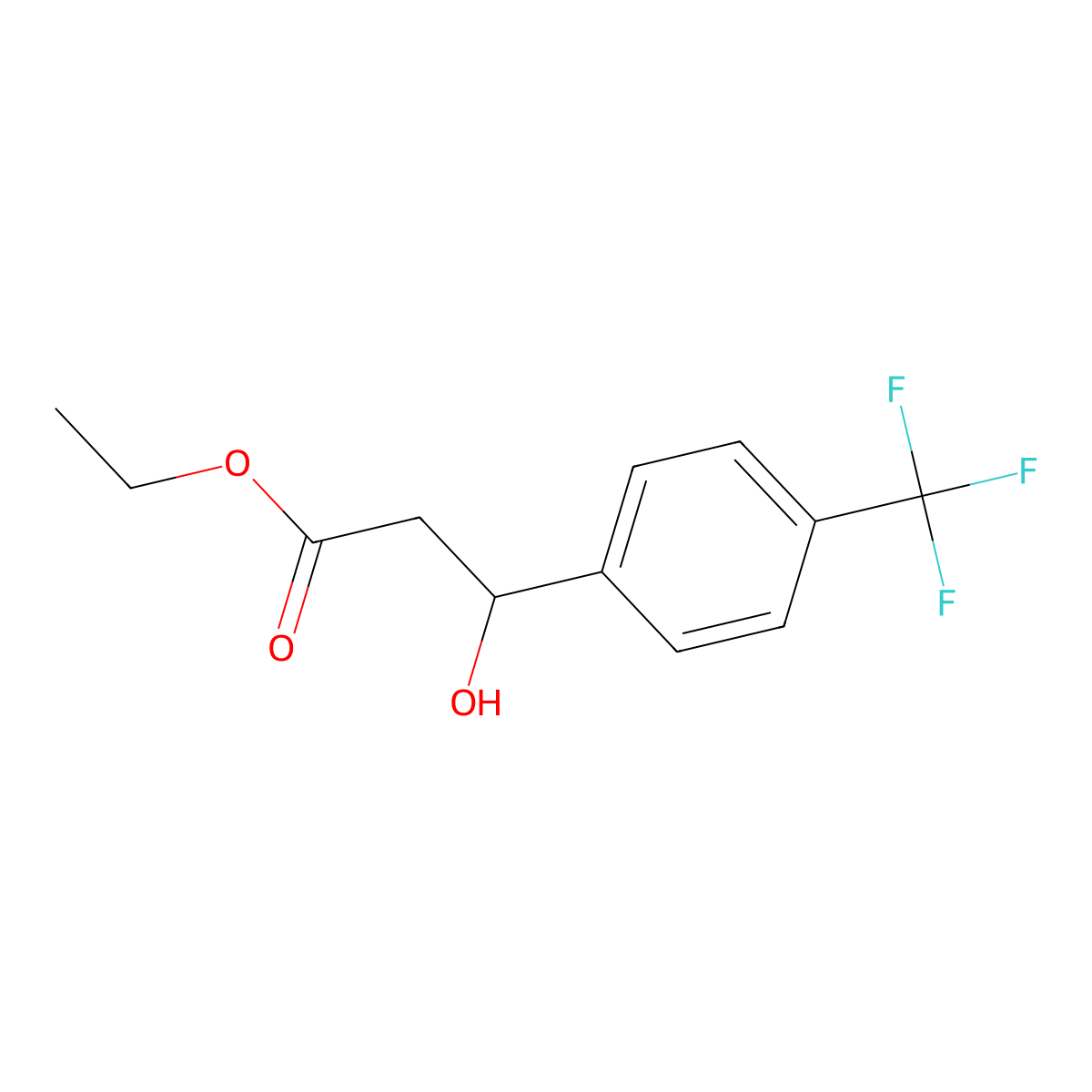 Ethyl 3-hydroxy-3-(4-(trifluoromethyl)phenyl)propanoate molecular structure, CAS 1274019-46-3