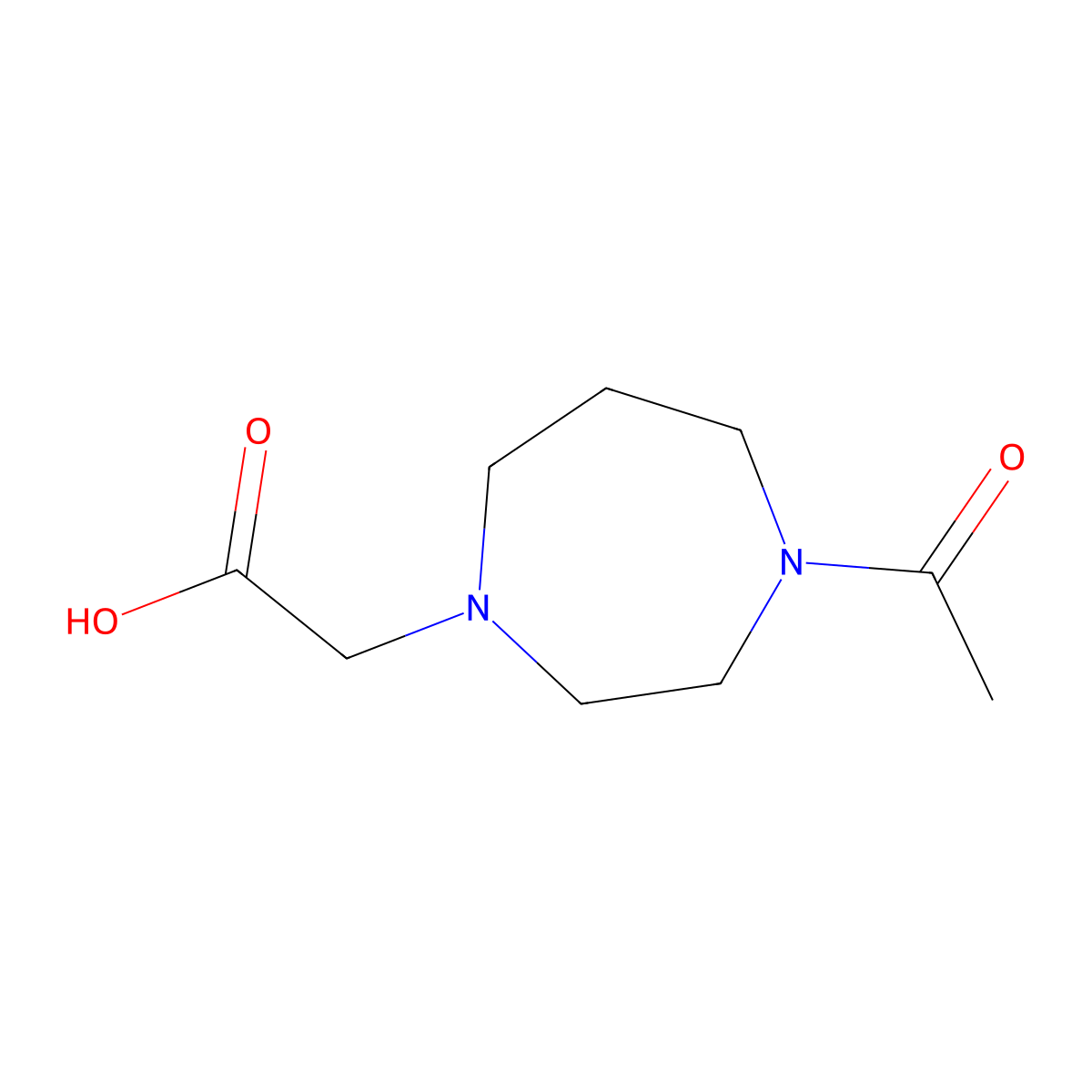 2-(4-Acetyl-1,4-diazepan-1-yl)acetic acid molecular structure, CAS 1274048-50-8