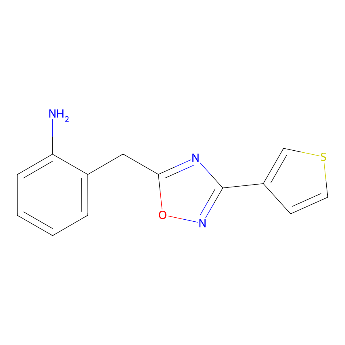 2-{[3-(Thiophen-3-yl)-1,2,4-oxadiazol-5-yl]methyl}aniline molecular structure, CAS 1274049-48-7