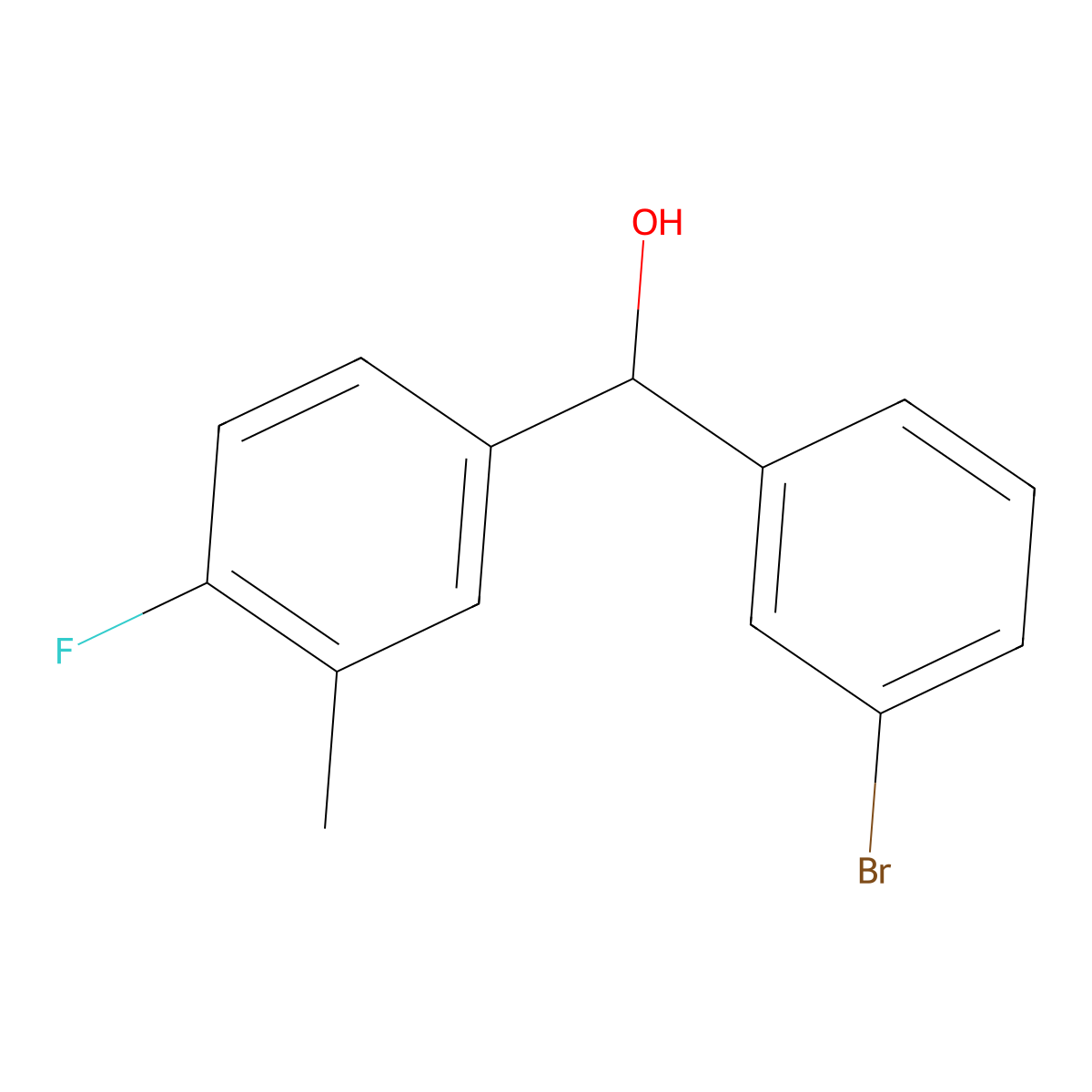 (3-Bromophenyl)(4-fluoro-3-methylphenyl)methanol molecular structure, CAS 1274086-08-6