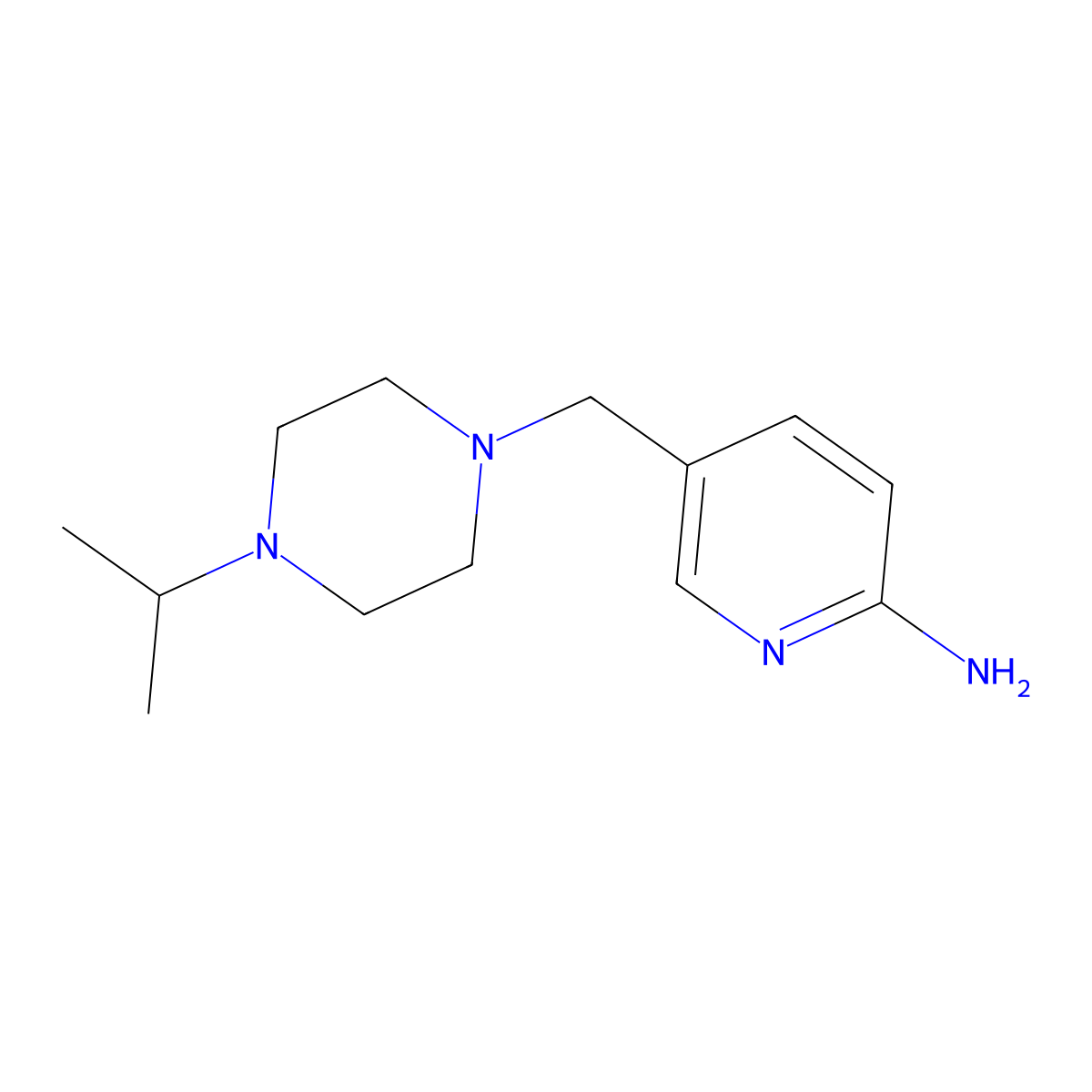 5-{[4-(Propan-2-yl)piperazin-1-yl]methyl}pyridin-2-amine molecular structure, CAS 1274093-12-7