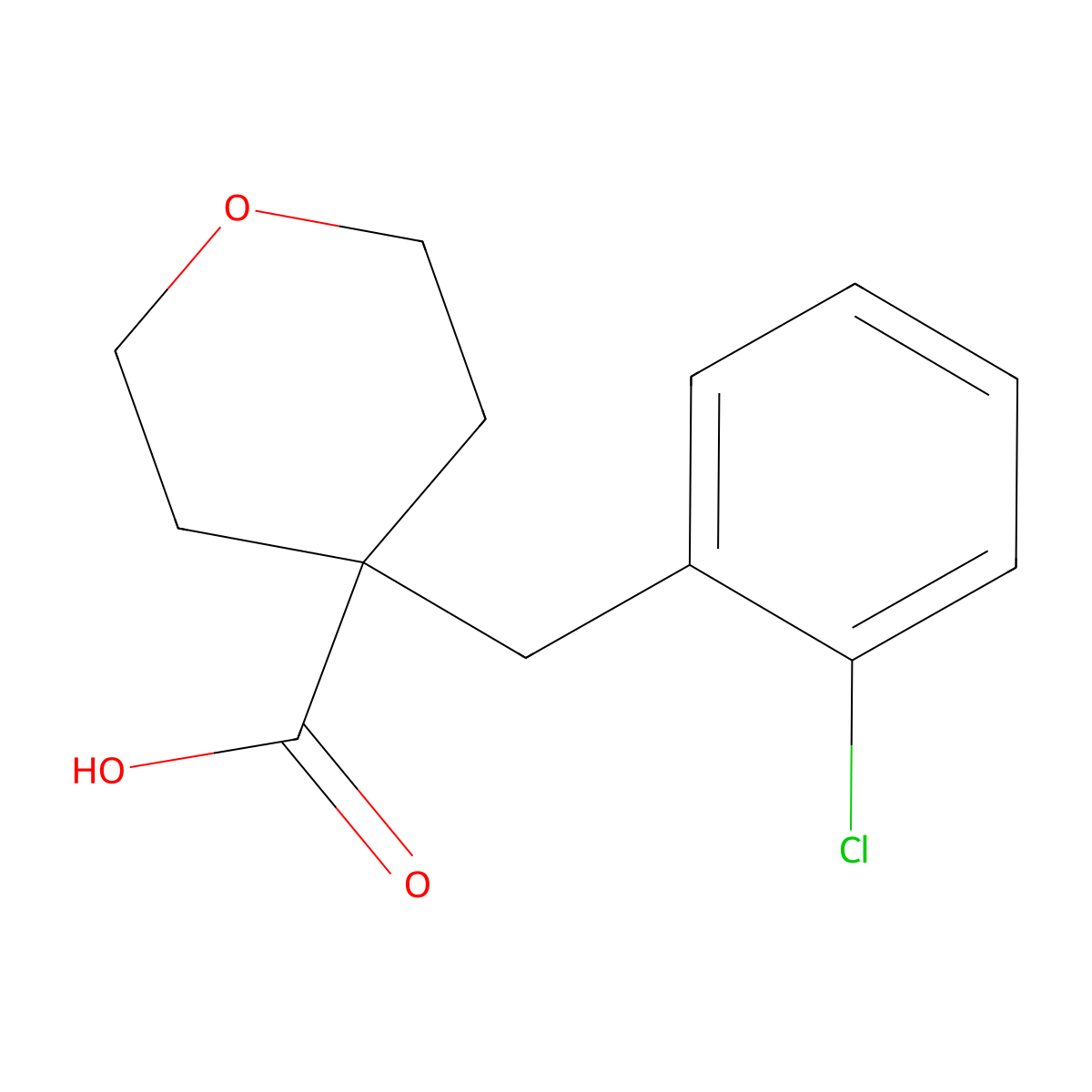 4-(2-Chlorobenzyl)tetrahydro-2H-pyran-4-carboxylic acid molecular structure, CAS 1274095-99-6
