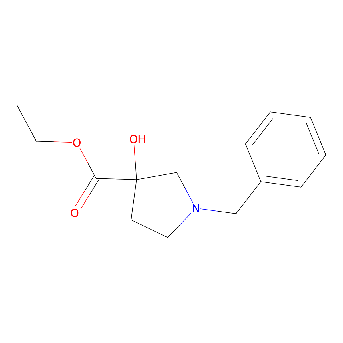 Ethyl 1-benzyl-3-hydroxypyrrolidine-3-carboxylate molecular structure, CAS 1274104-61-8