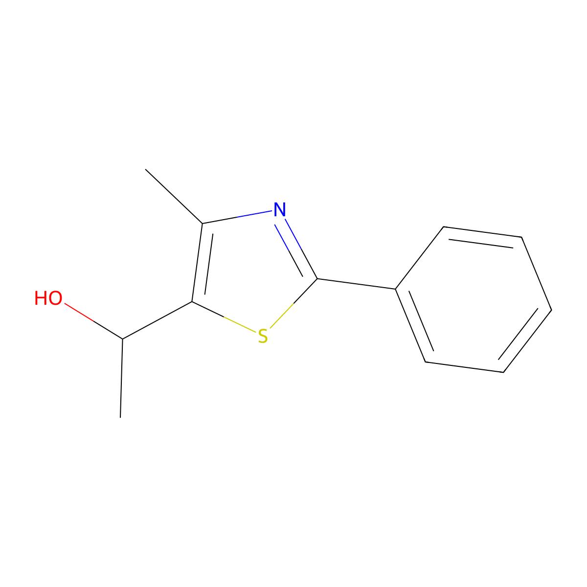1-(4-Methyl-2-phenyl-1,3-thiazol-5-yl)ethan-1-ol molecular structure, CAS 1274130-98-1