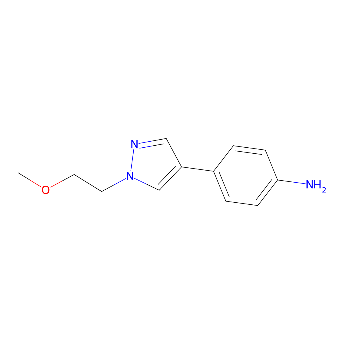 4-[1-(2-Methoxyethyl)-1H-pyrazol-4-yl]-phenylamine molecular structure, CAS 1274139-38-6