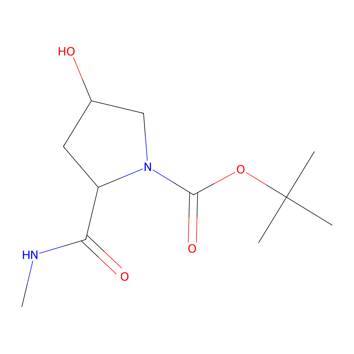 tert-butyl (2S,4R)-4-hydroxy-2-(methylcarbamoyl)pyrrolidine-1-carboxylate molecular structure, CAS 127423-50-1
