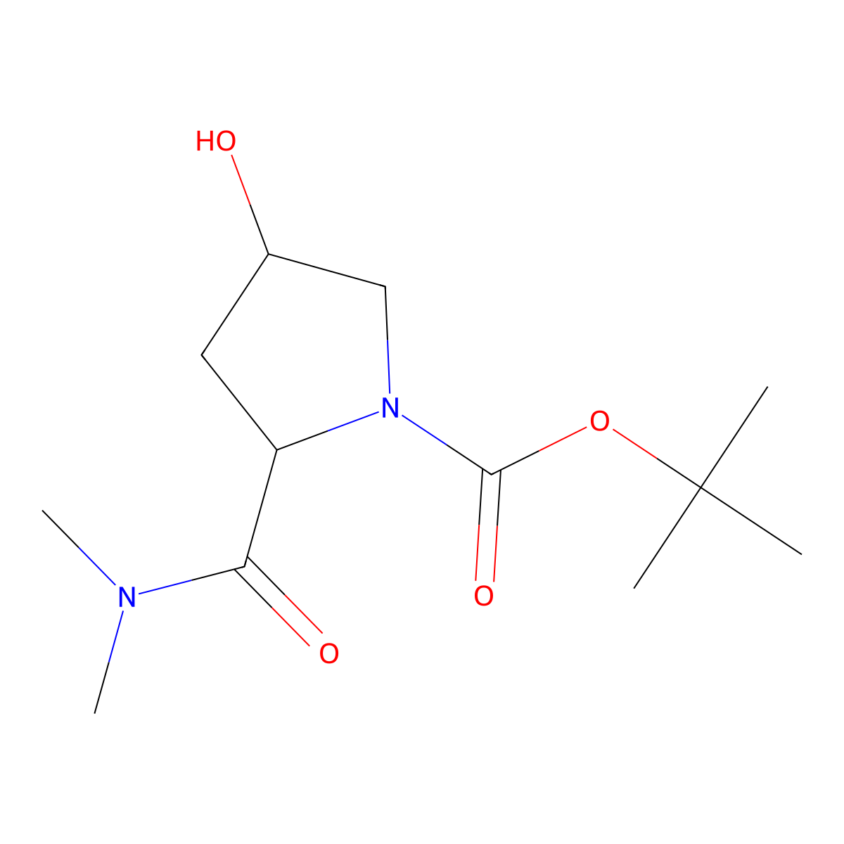 (2S,4R)-tert-butyl 2-(dimethylcarbamoyl)-4-hydroxypyrrolidine-1-carboxylate molecular structure, CAS 127423-55-6