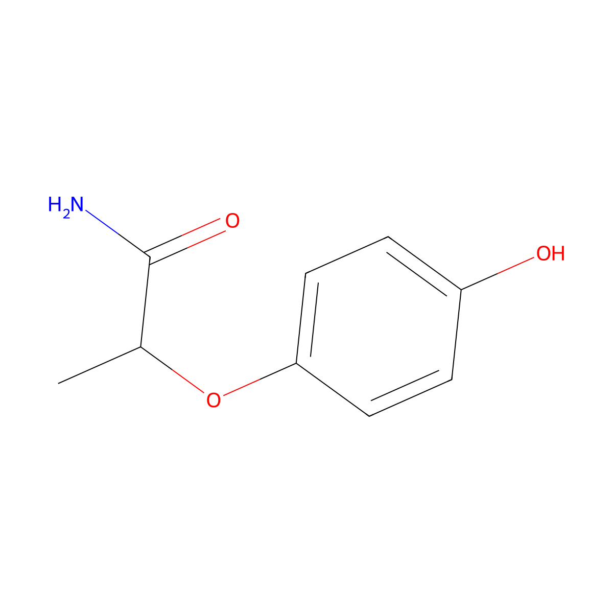 2-(4-Hydroxyphenoxy)propanamide molecular structure, CAS 127437-43-8