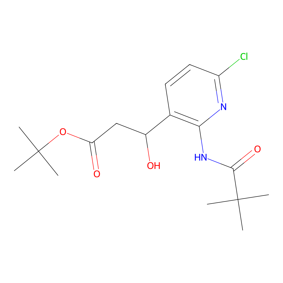 Tert-butyl3-[6-chloro-2-(2,2-dimethylpropanamido)pyridin-3-yl]-3-hydroxypropanoate molecular structure, CAS 127446-41-7