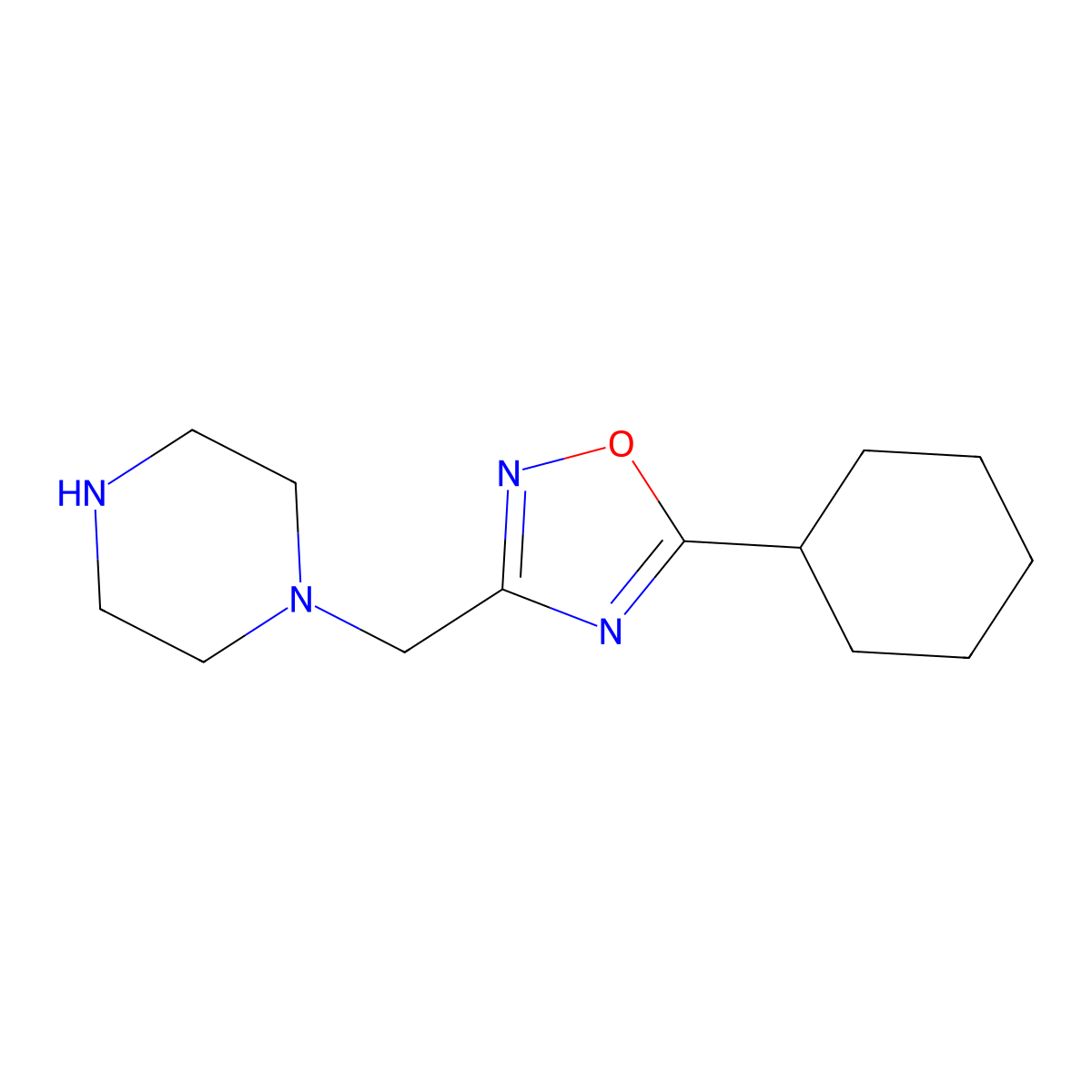 1-[(5-Cyclohexyl-1,2,4-oxadiazol-3-YL)methyl]piperazine molecular structure, CAS 1274464-62-8