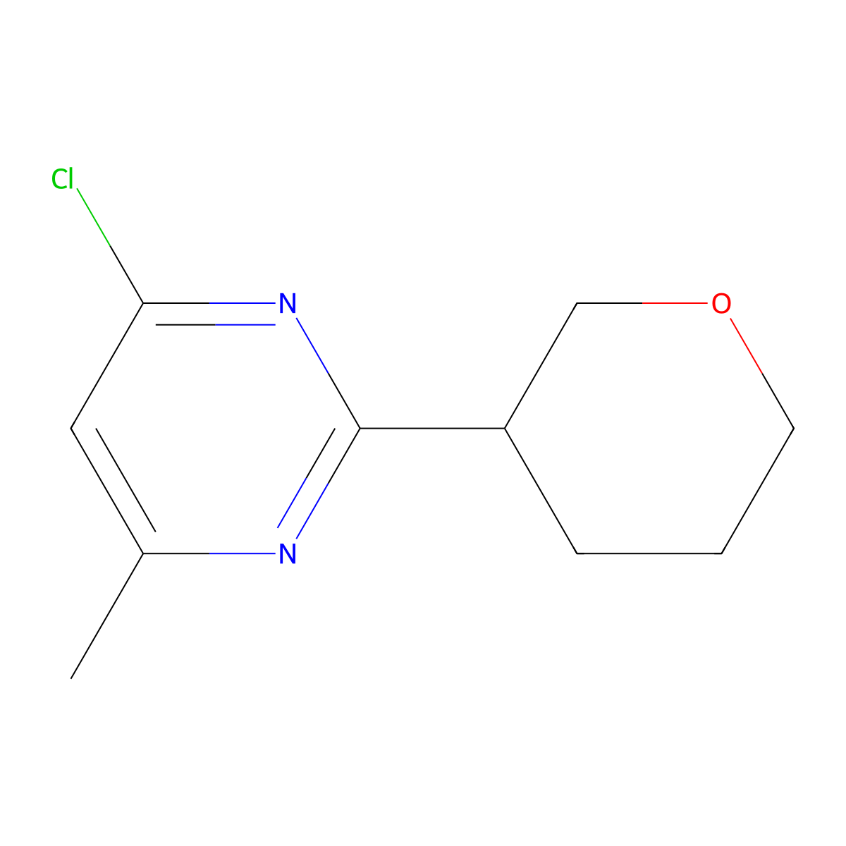 4-Chloro-6-methyl-2-(oxan-3-yl)pyrimidine molecular structure, CAS 1274479-43-4