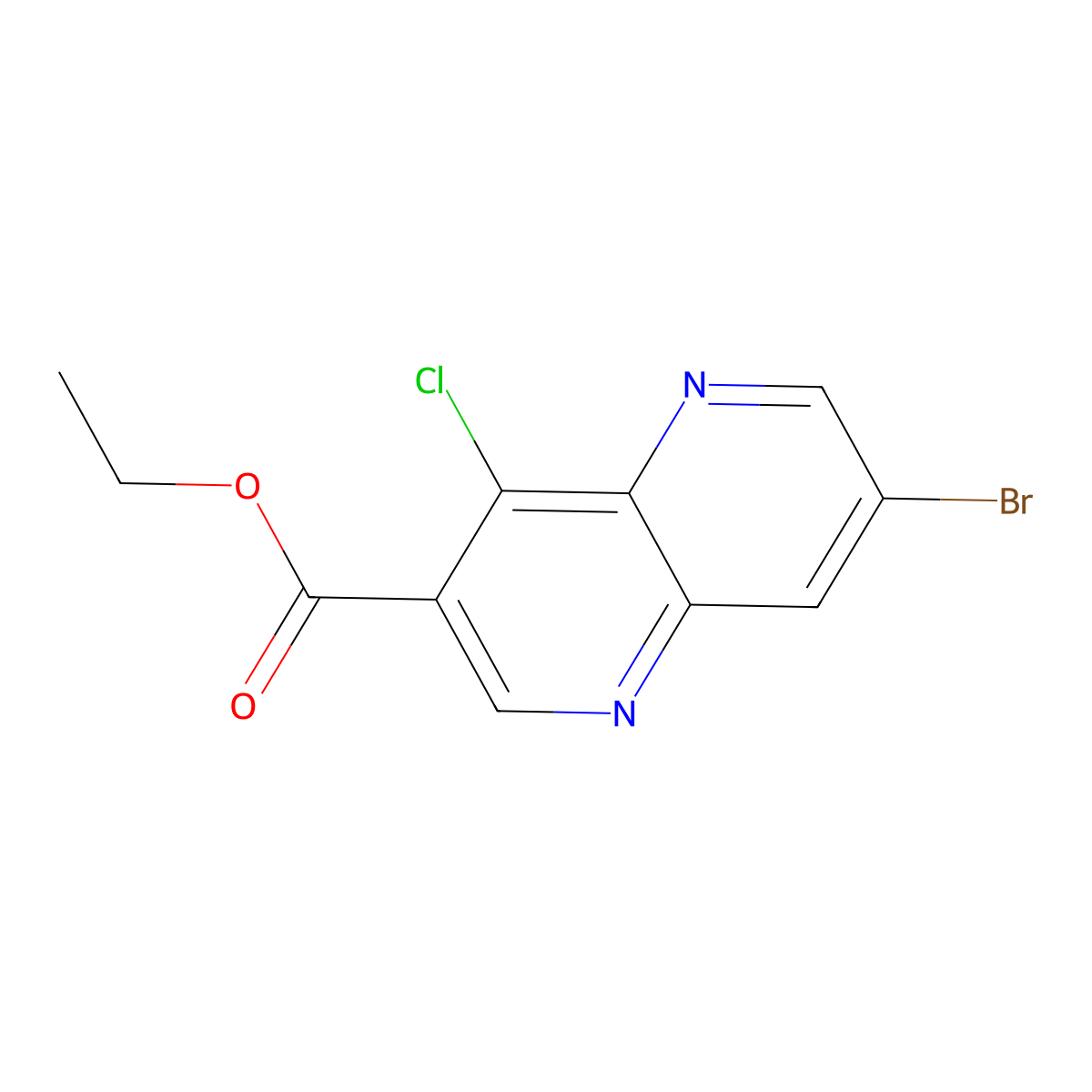 Ethyl 7-bromo-4-chloro-1,5-naphthyridine-3-carboxylate molecular structure, CAS 127448-21-9