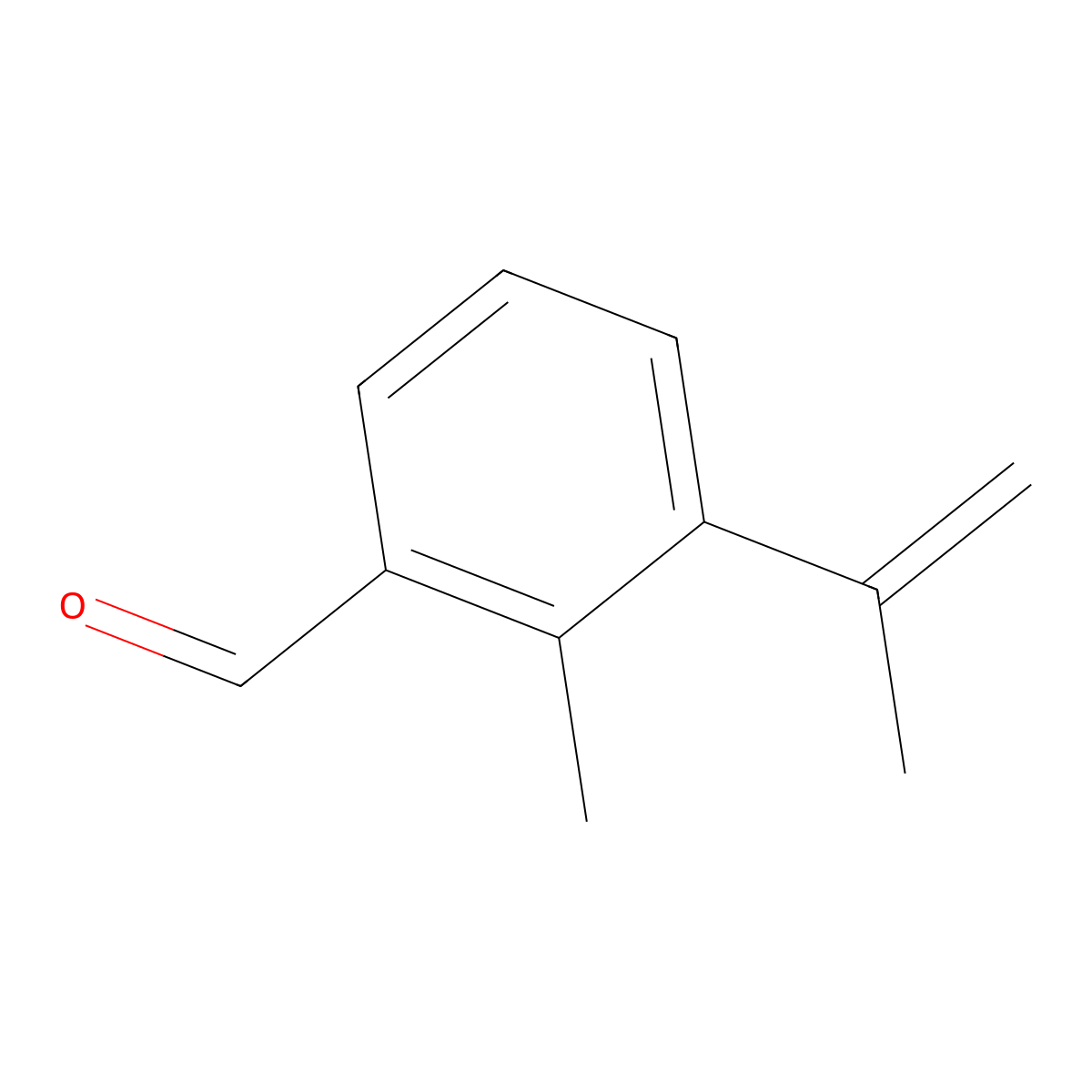 Benzaldehyde, 2-methyl-3-(1-methylethenyl)- molecular structure, CAS 127451-12-1