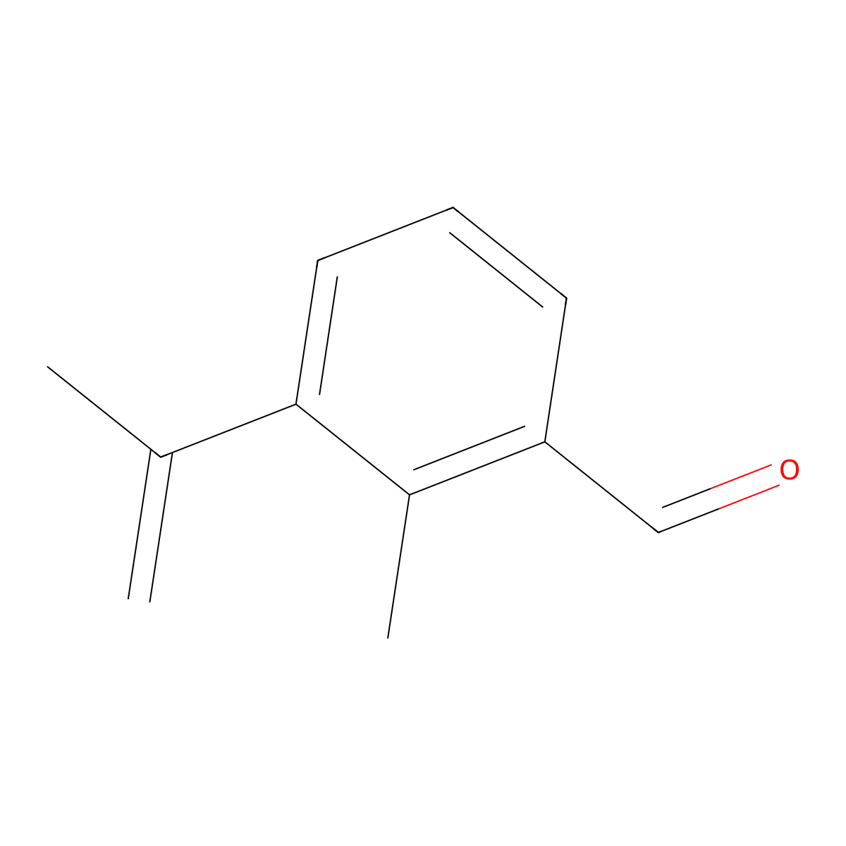 Benzaldehyde, 2-methyl-3-(1-methylethenyl)- molecular structure, CAS 127451-12-1