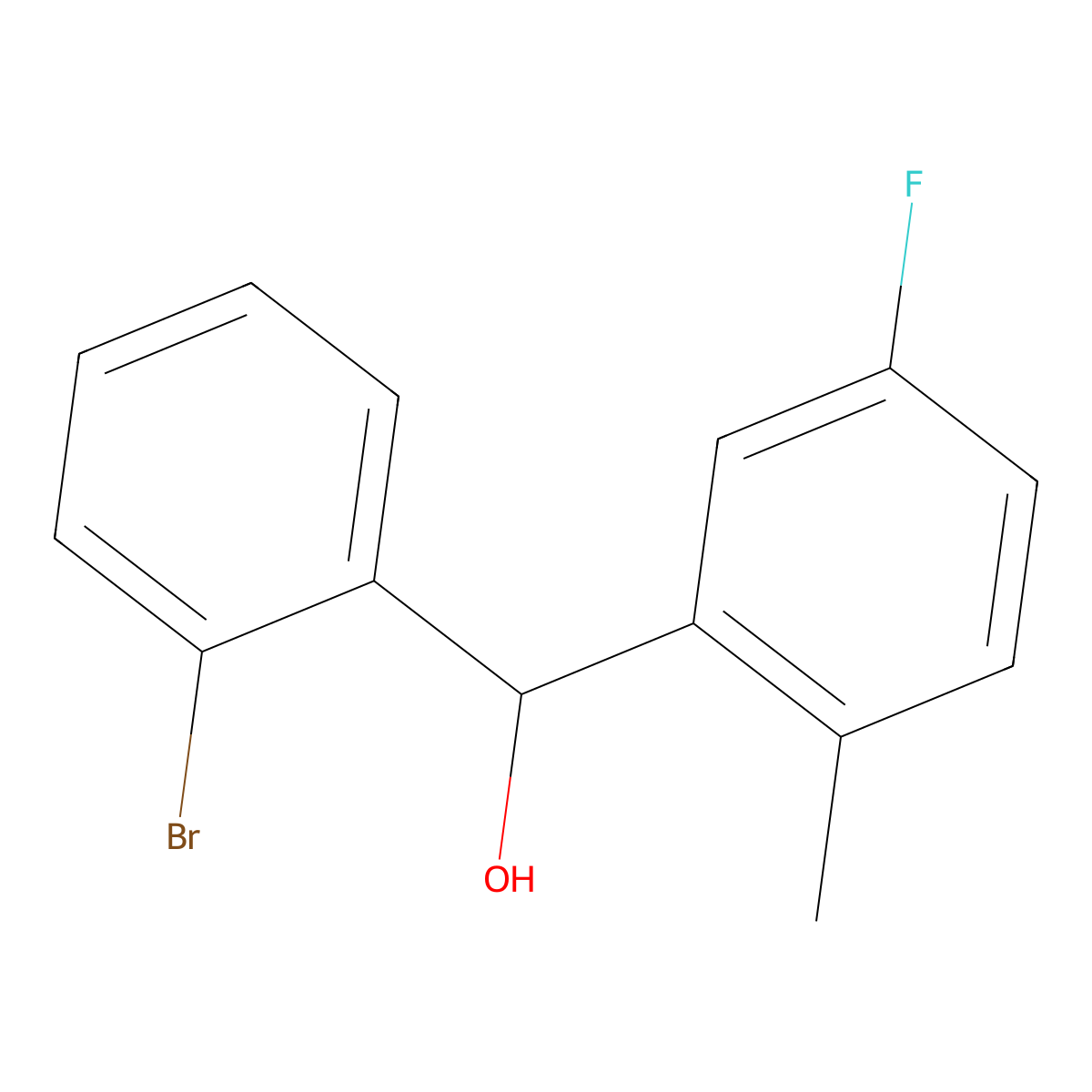 (2-Bromophenyl)(5-fluoro-2-methylphenyl)methanol molecular structure, CAS 1274529-17-7