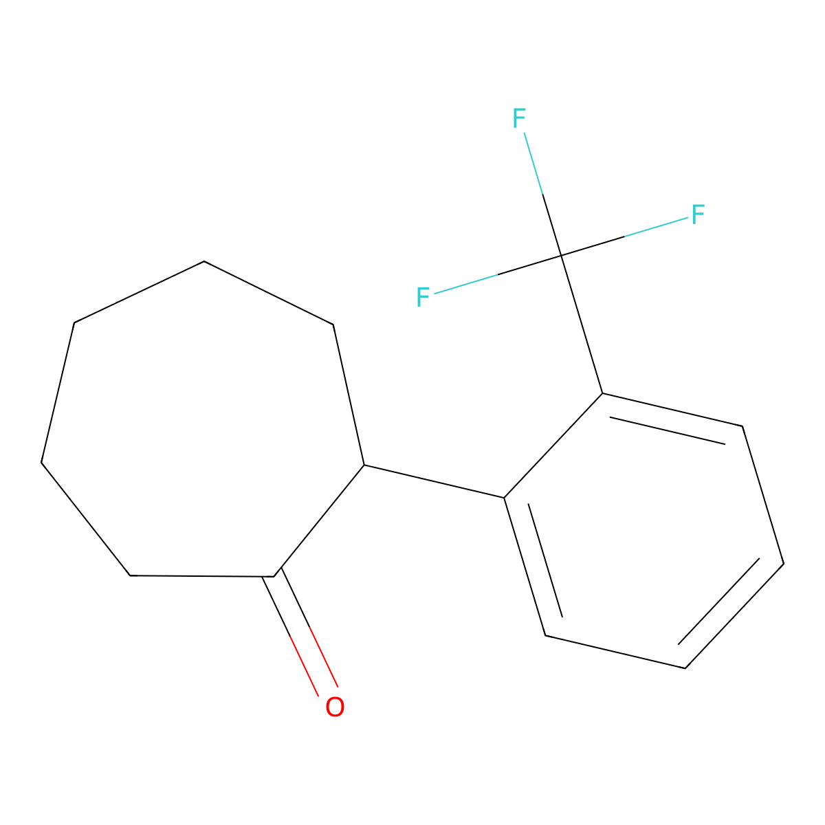 2-[2-(Trifluoromethyl)phenyl]cycloheptan-1-one molecular structure, CAS 1274529-76-8