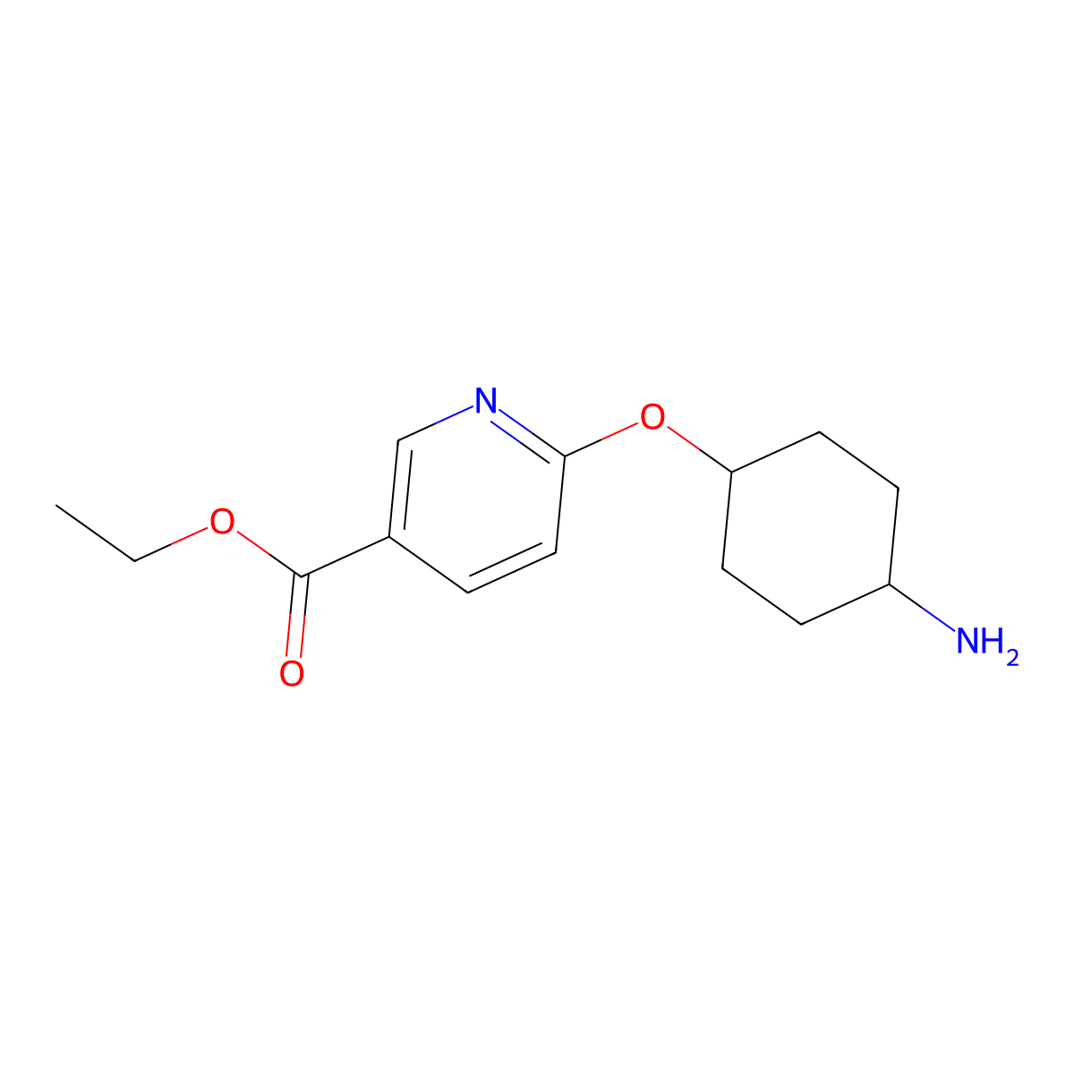 Ethyl 6-[(4-aminocyclohexyl)oxy]pyridine-3-carboxylate molecular structure, CAS 1274530-16-3