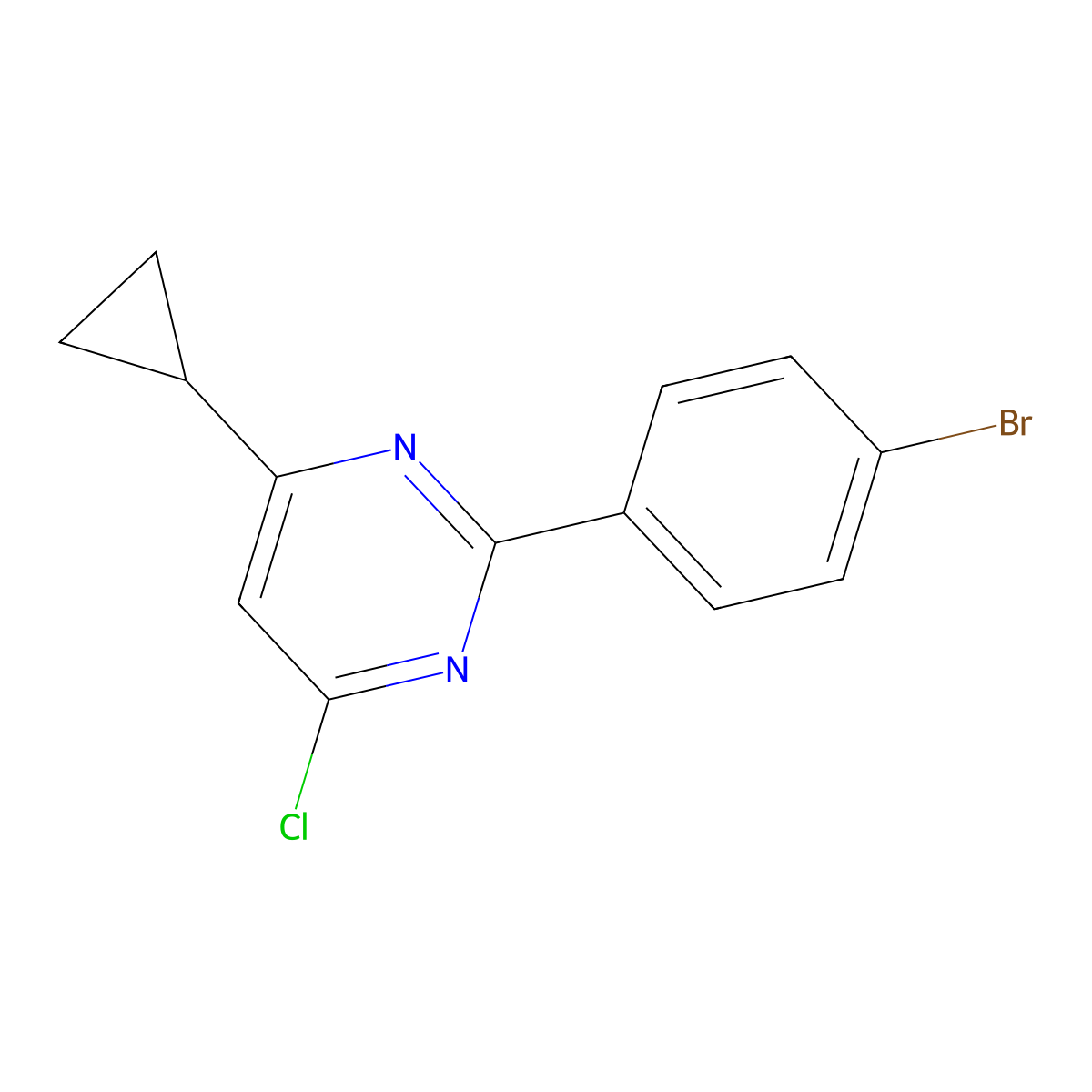2-(4-Bromophenyl)-4-chloro-6-cyclopropylpyrimidine molecular structure, CAS 1274539-45-5
