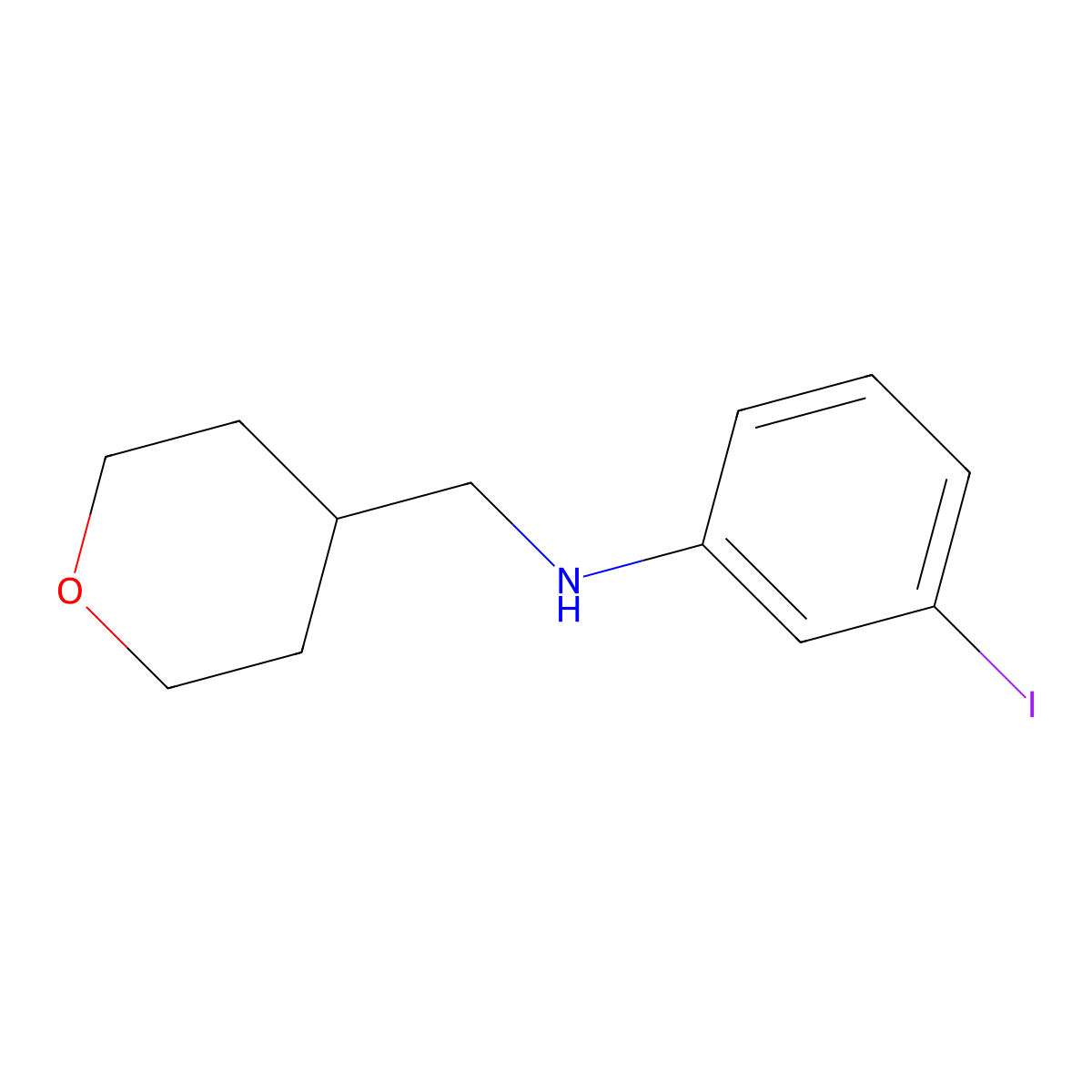 3-iodo-N-[(oxan-4-yl)methyl]aniline molecular structure, CAS 1274587-40-4
