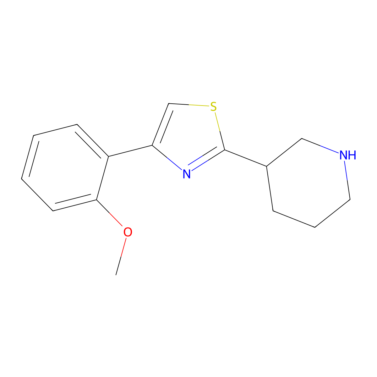 3-[4-(2-Methoxyphenyl)-1,3-thiazol-2-yl]piperidine molecular structure, CAS 1274605-30-9