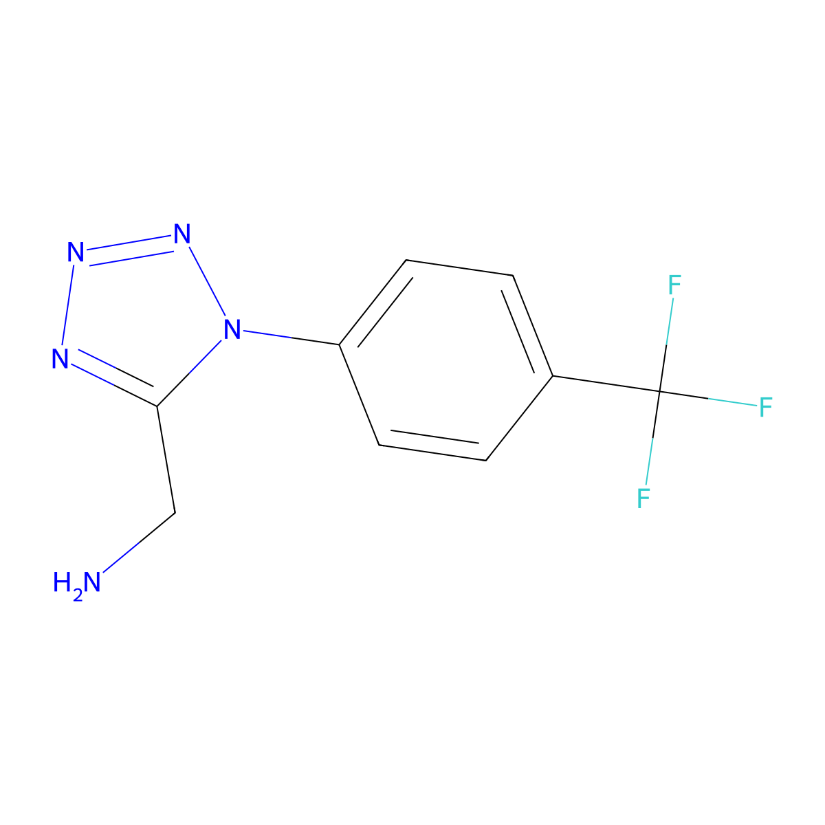 {1-[4-(trifluoromethyl)phenyl]-1H-1,2,3,4-tetrazol-5-yl}methanamine molecular structure, CAS 1274611-35-6