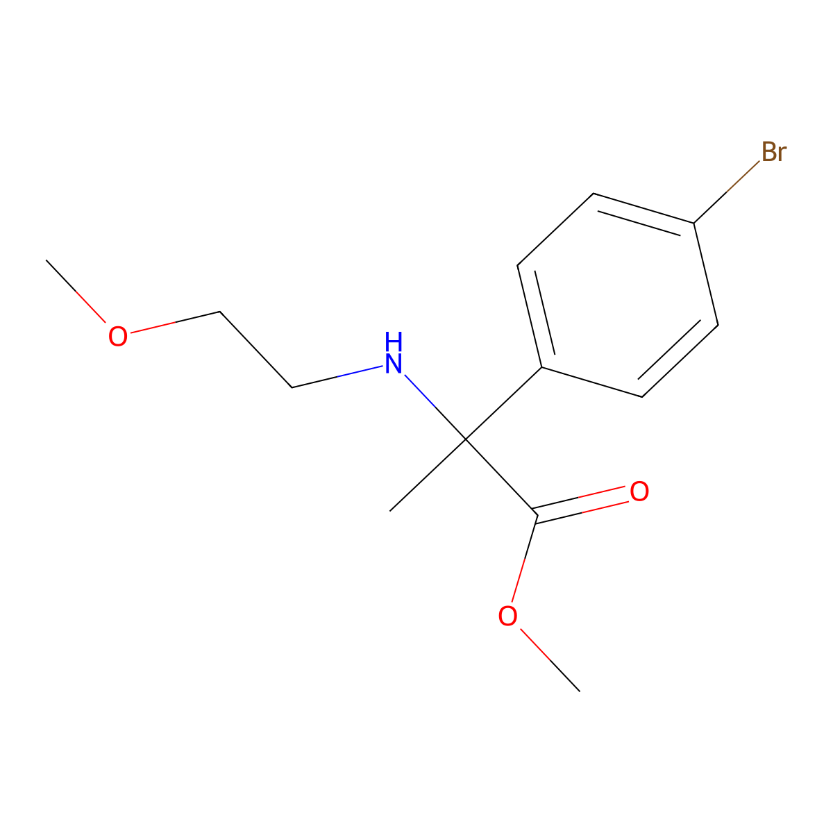 Methyl 2-(4-bromophenyl)-2-[(2-methoxyethyl)amino]propanoate molecular structure, CAS 1274624-51-9