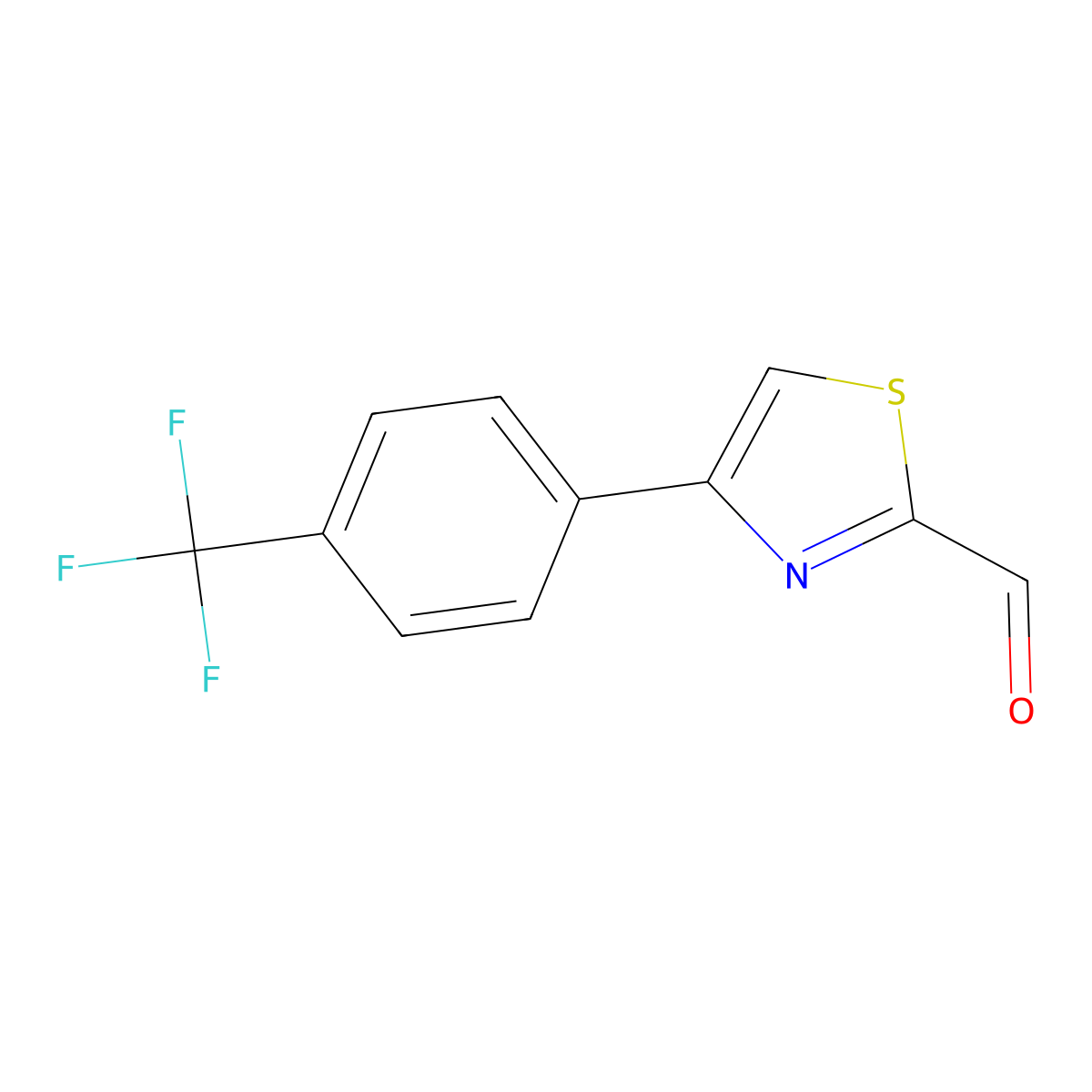4-(4-Trifluoromethyl-phenyl)-thiazole-2-carbaldehyde molecular structure, CAS 1274644-85-7