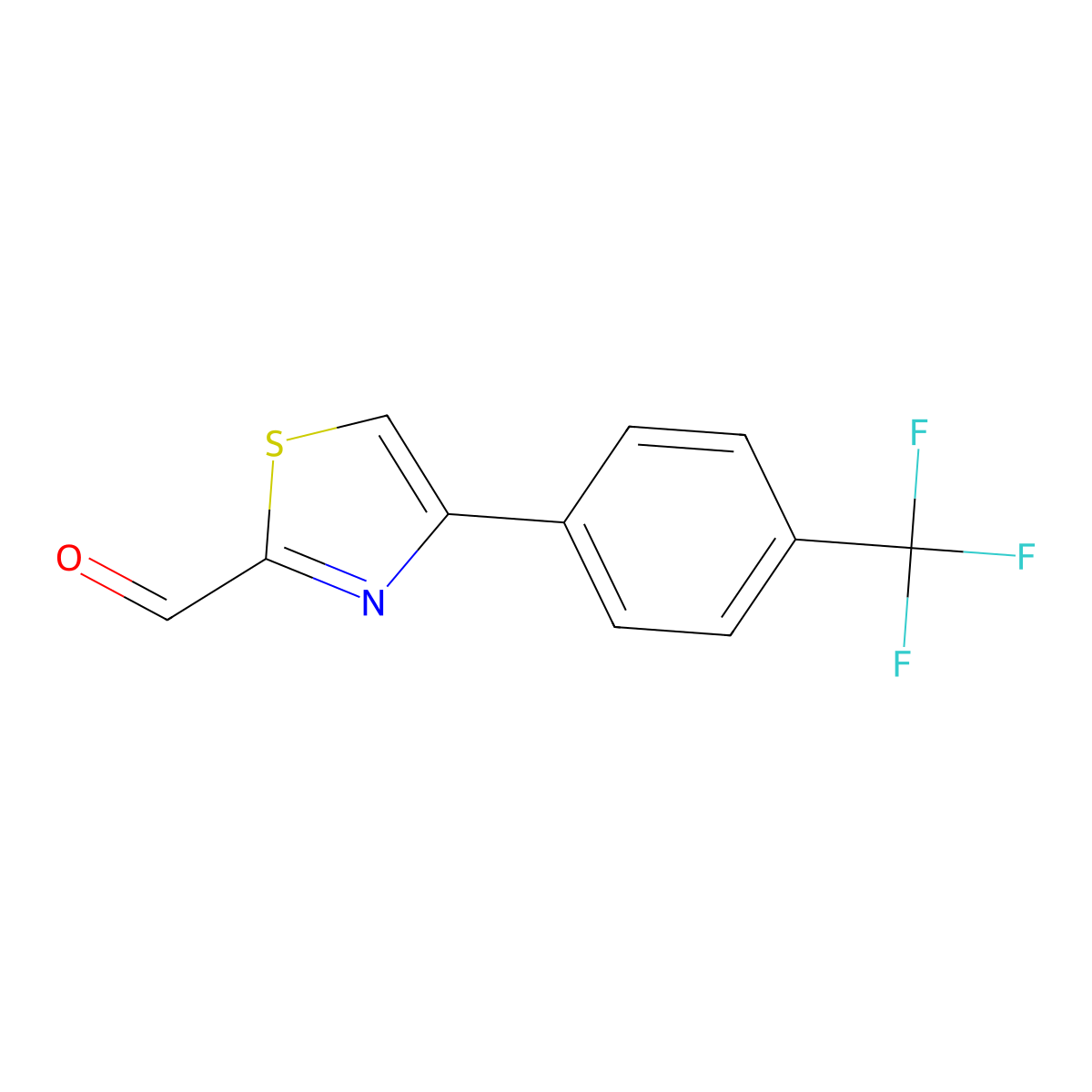 4-(4-Trifluoromethyl-phenyl)-thiazole-2-carbaldehyde molecular structure, CAS 1274644-85-7