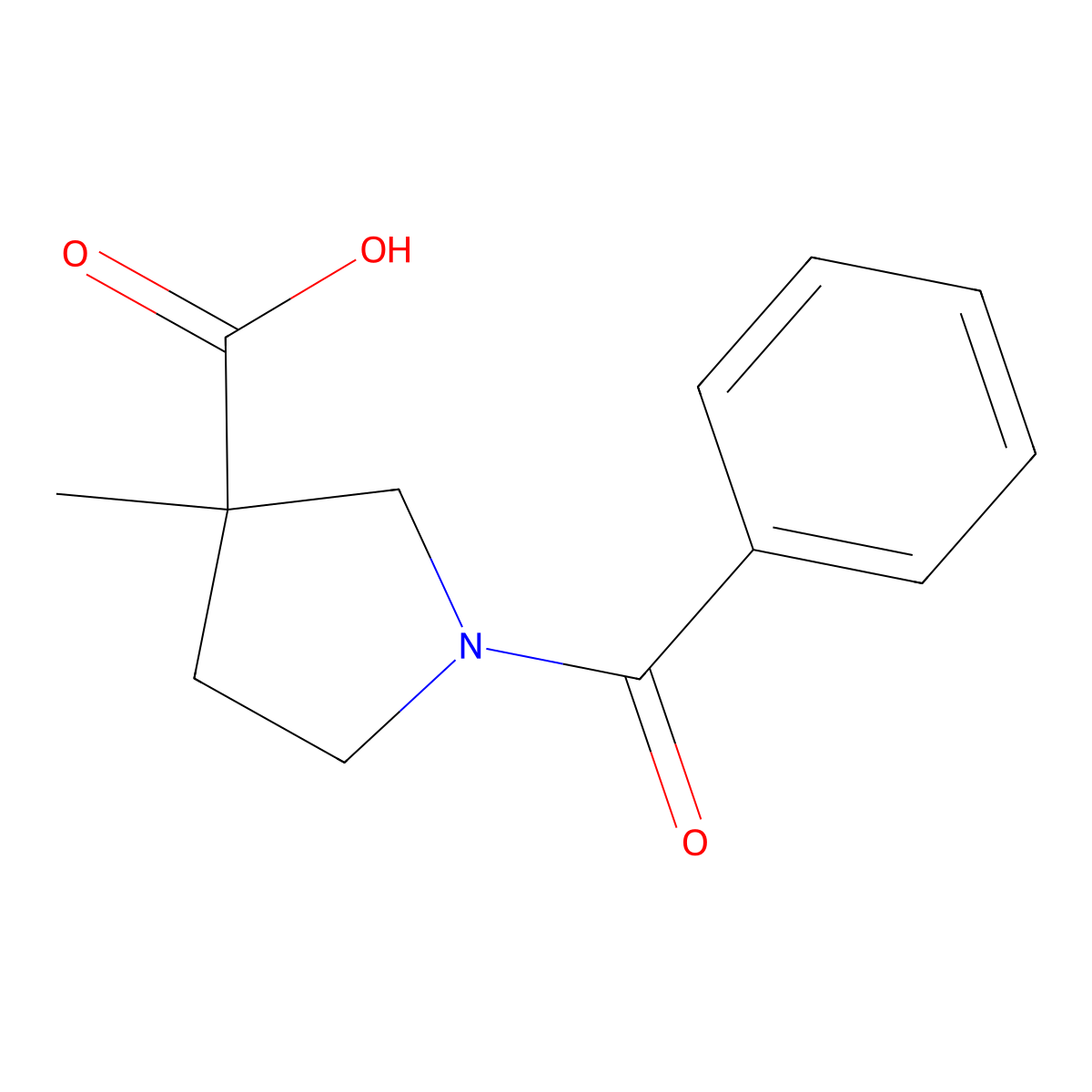 1-Benzoyl-3-methyl-pyrrolidine-3-carboxylic acid molecular structure, CAS 1274671-67-8