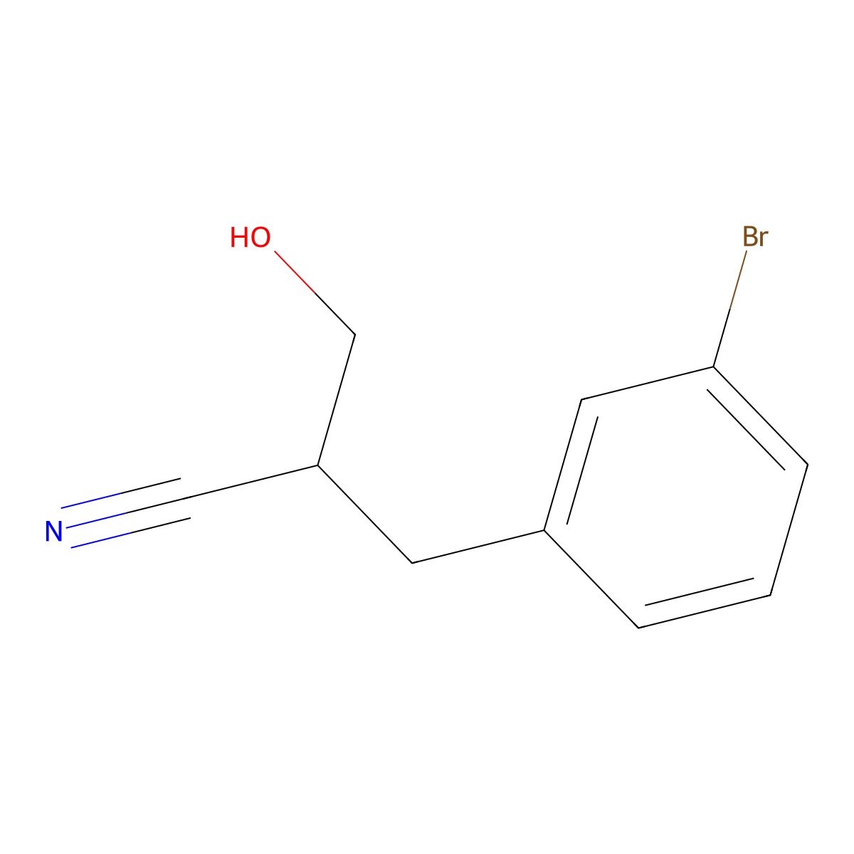 2-[(3-Bromophenyl)methyl]-3-hydroxypropanenitrile molecular structure, CAS 1274682-30-2