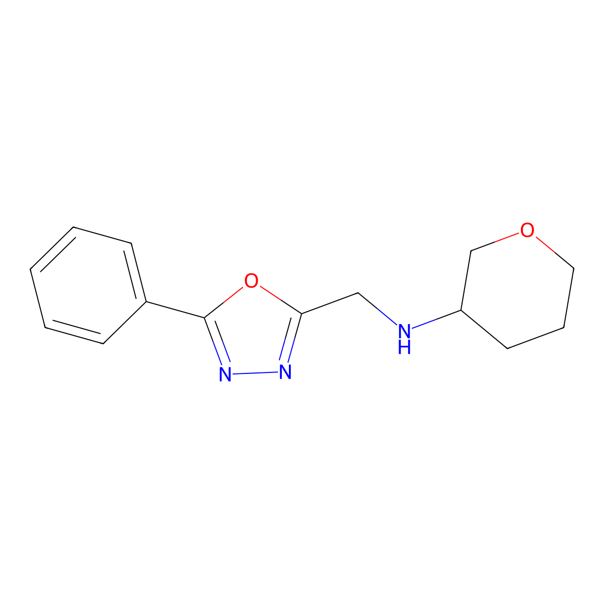 N-[(5-phenyl-1,3,4-oxadiazol-2-yl)methyl]oxan-3-amine molecular structure, CAS 1274705-14-4