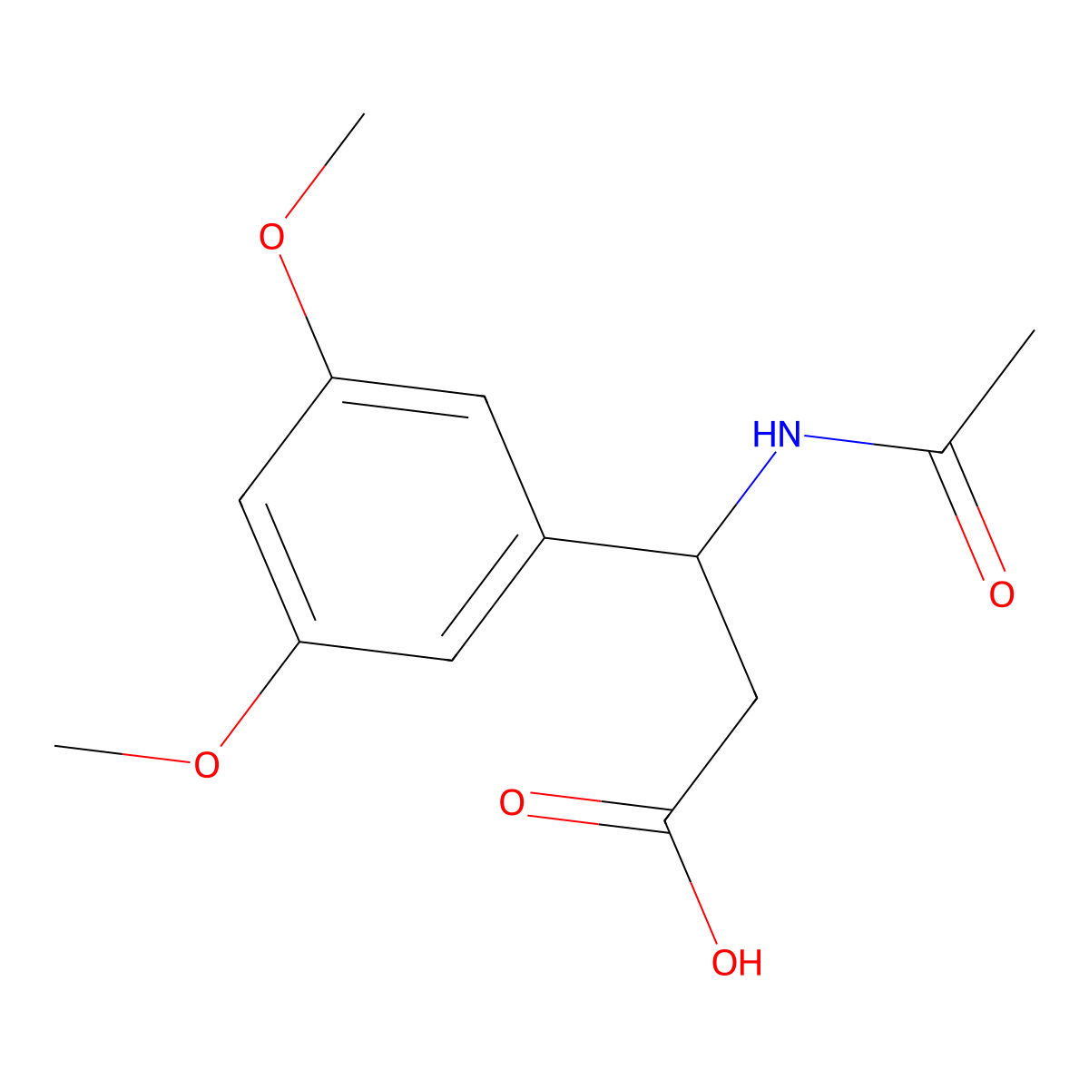3-(3,5-Dimethoxyphenyl)-3-acetamidopropanoic acid molecular structure, CAS 1274709-74-8